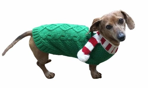 Warm Green Candy Cane Scarf Sweater - Cozy Christmas Knitwear for Holiday Parties & Winter Fashion
