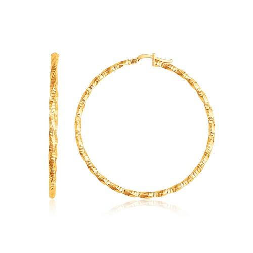 14K Yellow Gold Twist Design Hoop Earrings for Women - Elegant and Durable Fashion Jewelry for Parties, Weddings, and Everyday Wear