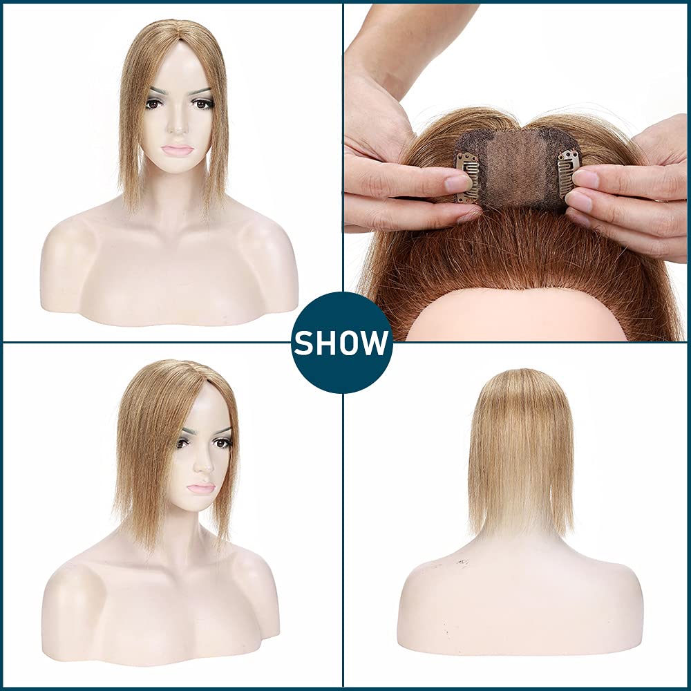 SEGO Clip-in Human Hair Topper for Women - 150% High Density Brown Curly Hairpiece - Partial Coverage Large Size for Thinning Hair - Perfect for Daily Wear, Parties & Special Occasions