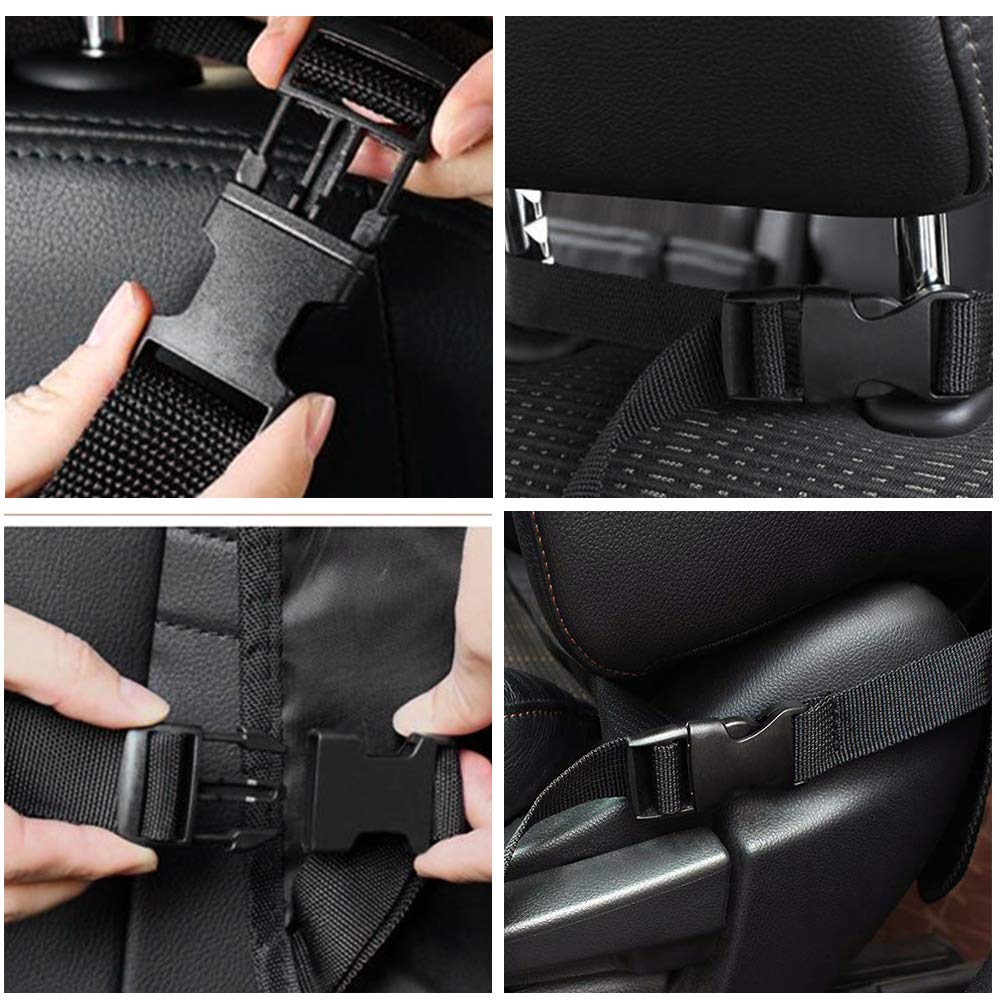 2 Pack Backseat Car Organizer with Kick Mats & Tablet Holder - Multi-Pocket Storage for Toys, Books, Bottles & Baby Travel Essentials | Perfect for Road Trips & Family Car Organization