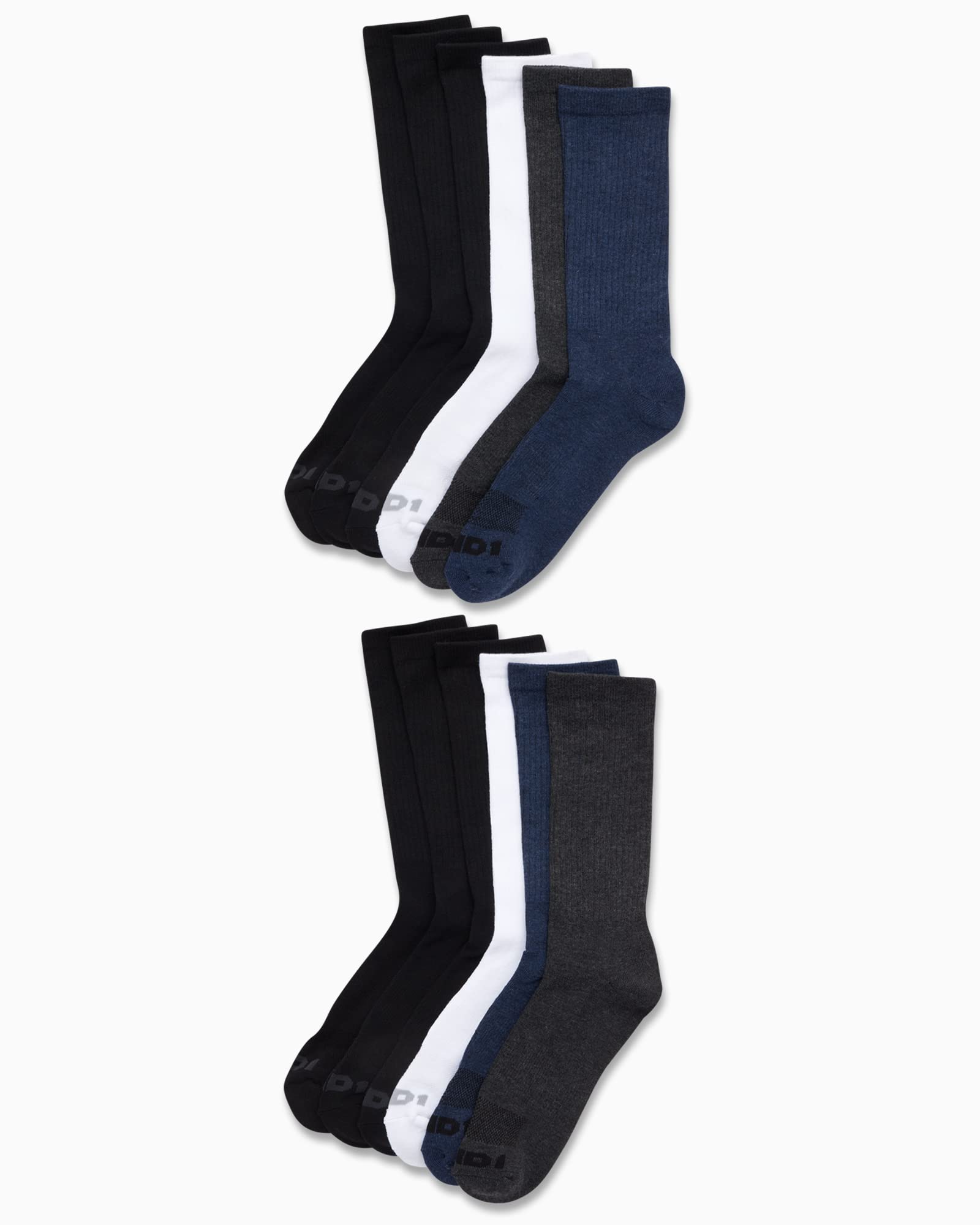 AND1 Men's Performance Cushion Crew Socks 12-Pack - Breathable Athletic Socks for Running, Basketball & Workout (Sizes 6-12.5) - Comfortable Sports Socks for Daily Wear & Gym Activities