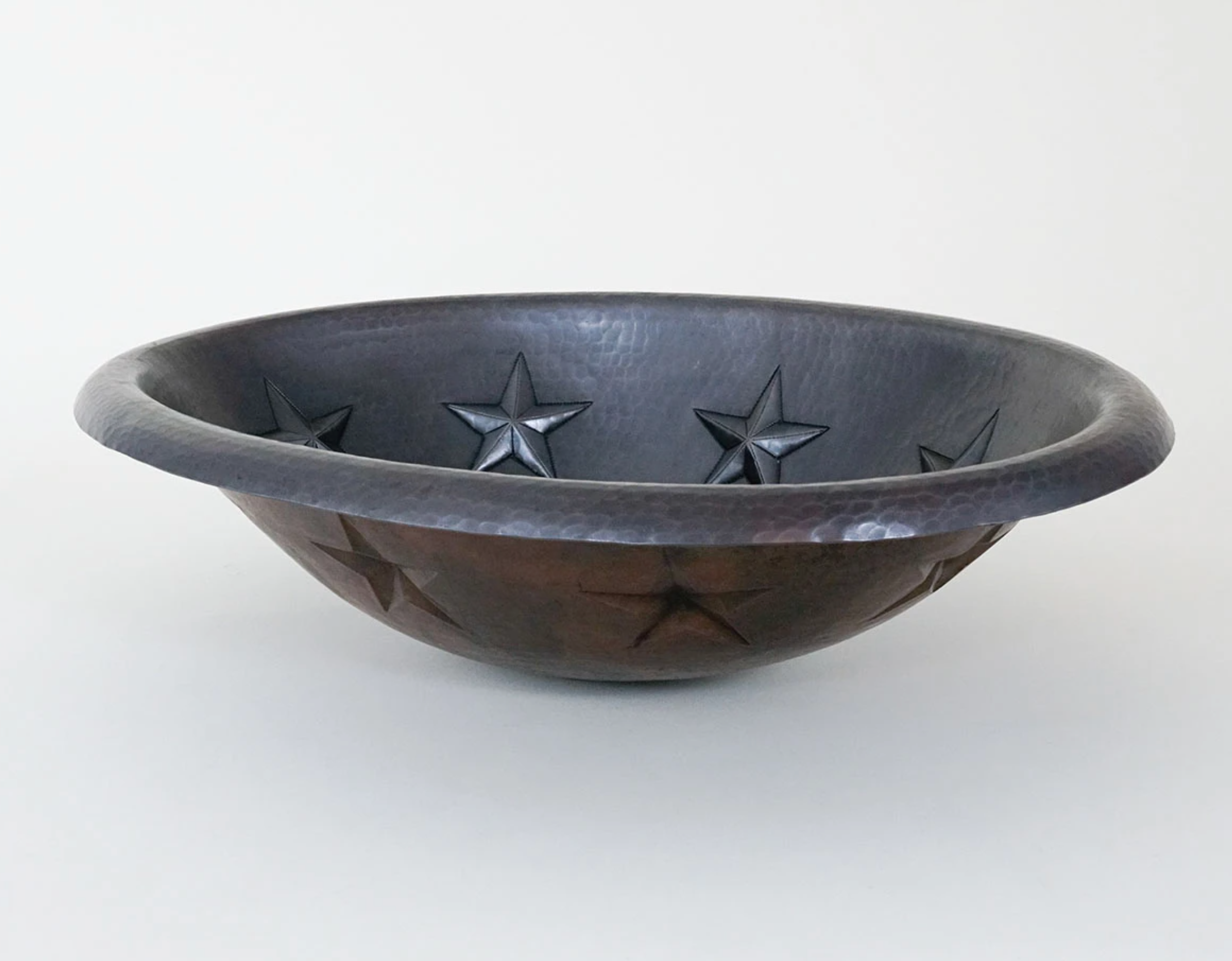 Modern Oval Copper Sink with Unique Stars Design - Handcrafted Farmhouse Bathroom & Kitchen Sink for Rustic Home Decor