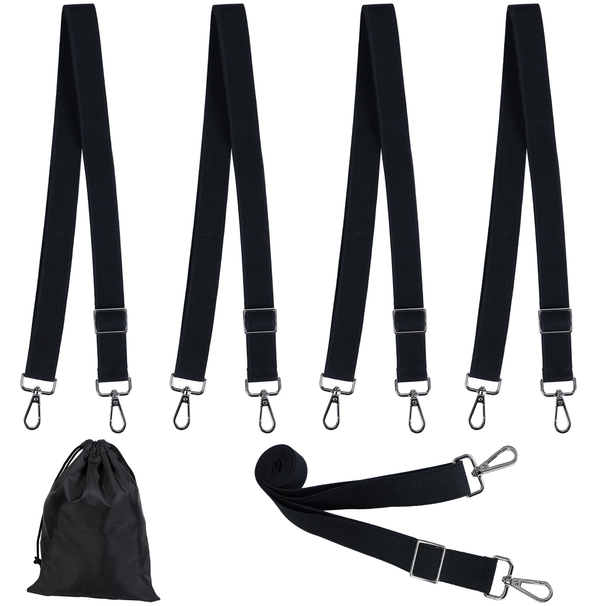 Adjustable Elastic Horse Blanket Leg Straps with Metal Double Swivel Snaps - Stretchy Replacement Belly Straps for Winter Horse Blankets (Black, 4 Pieces) - Perfect for Securing Horse Blankets in Cold Weather & Preventing Slippage During Riding or Turnout