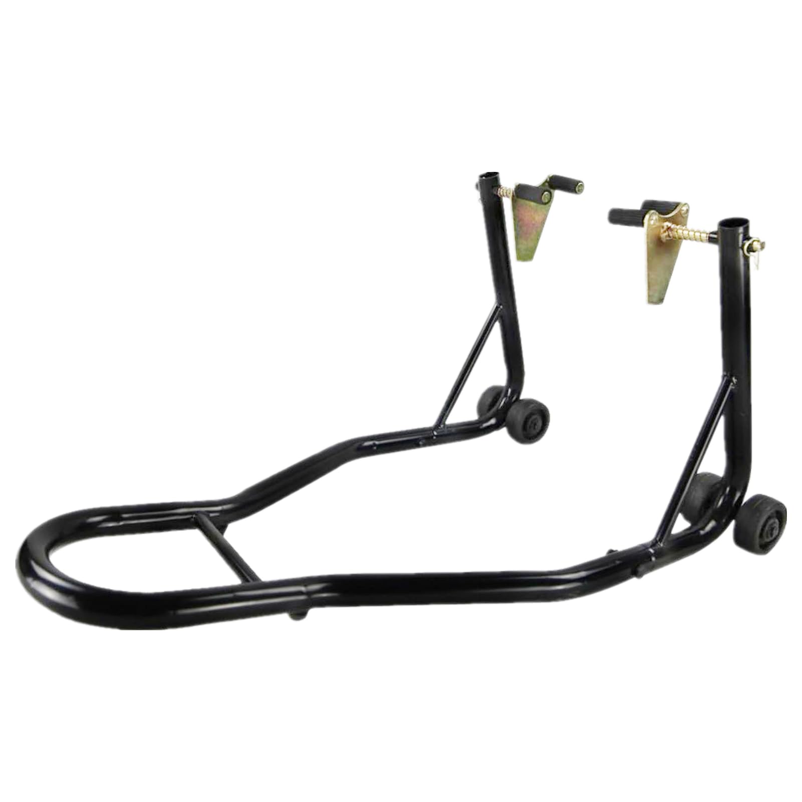 Heavy Duty Front Motorcycle Lift Stand with Wheel Swingarm Spool - Paddock Stand for Sport Bikes & Cruisers - Deep Black (Front) - Perfect for Garage Maintenance, Tire Changes & Bike Storage