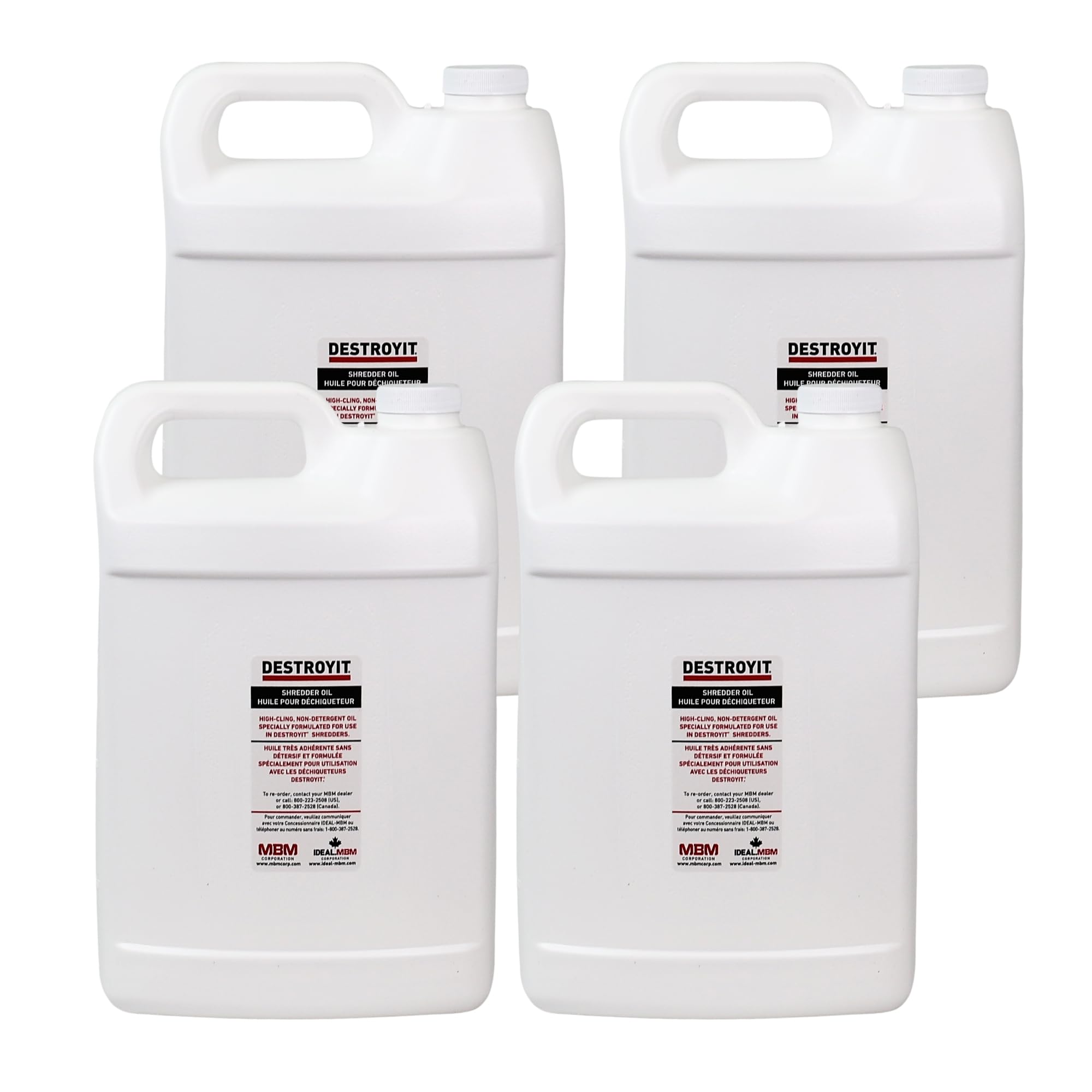 MBM Destroyit Paper Shredder Oil (4 x 1 Gallon Bottles) - Premium Lubricant for High-Security Shredders - Extends Shredder Life & Prevents Jamming - Ideal for Office & Document Destruction Use
