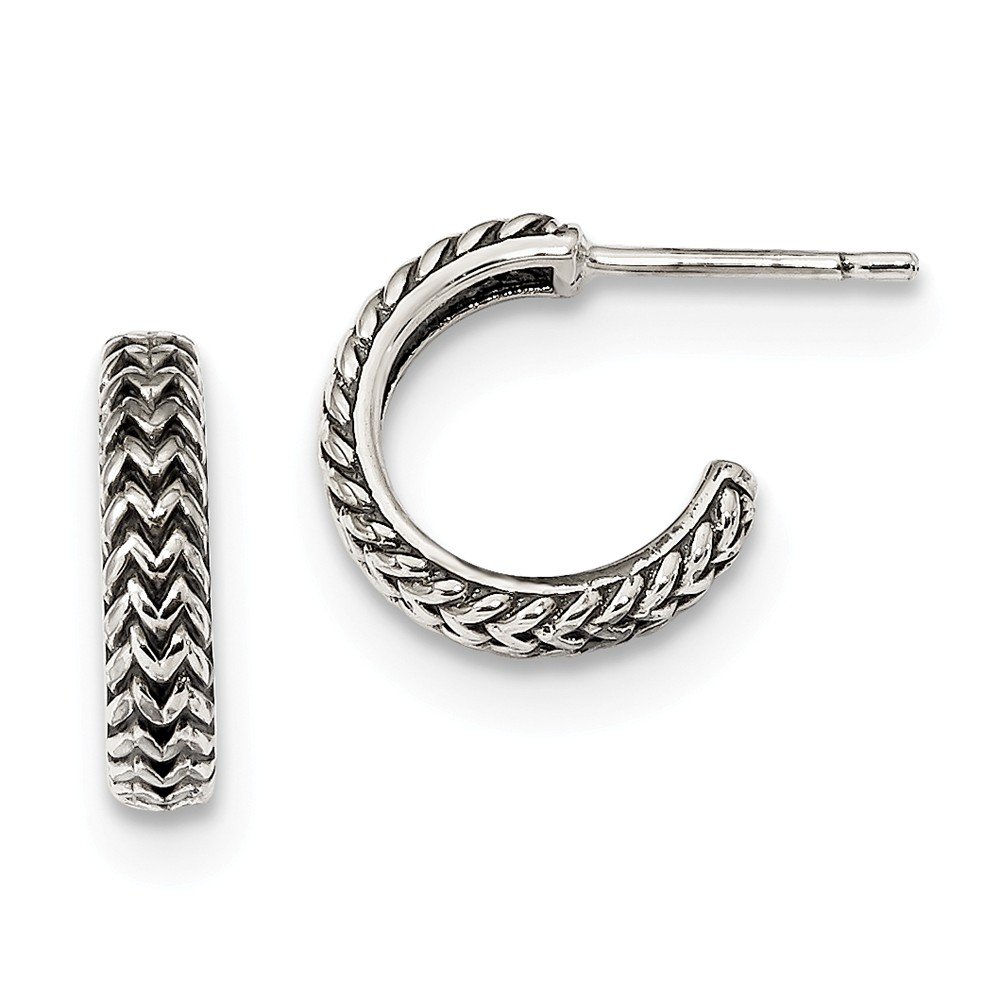 Vintage Sterling Silver Small Zig Zag Hoop Earrings for Women - Handmade Dainty Boho Jewelry - Perfect for Everyday Wear, Date Nights & Gifting