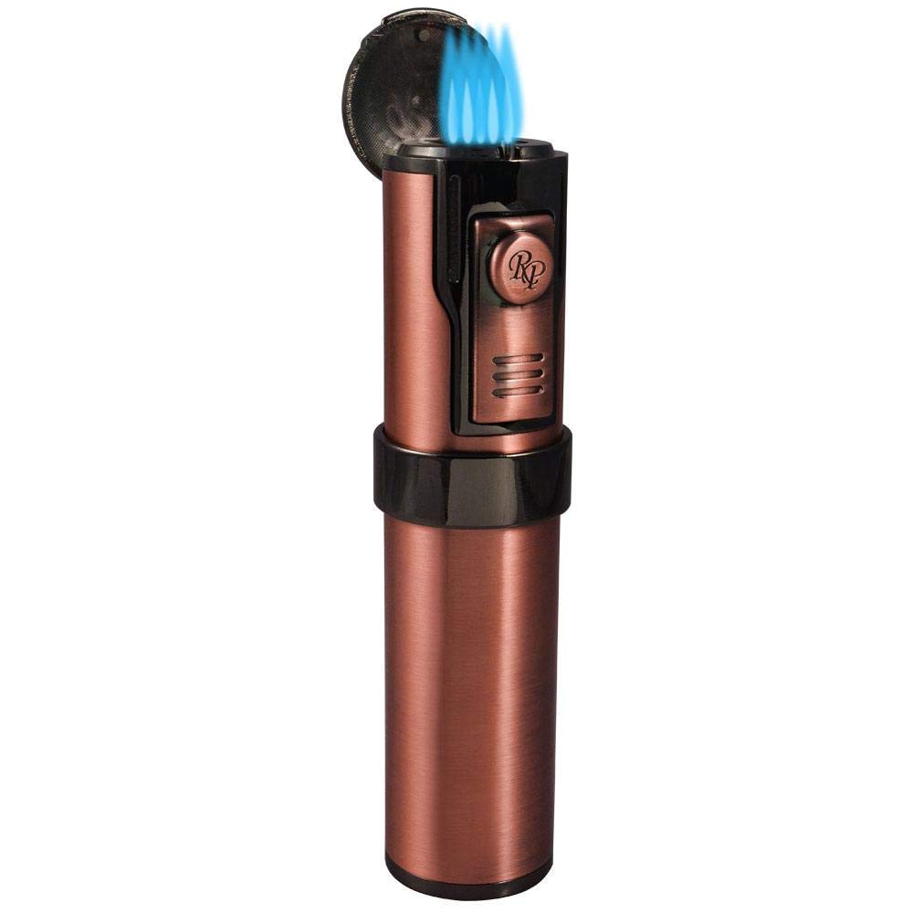 Rocky Patel Diplomat 5 Torch Cigar Lighter with Punch - Premium Copper Butane Lighter for Cigars, Perfect for Outdoor Smoking, Golfing & Special Occasions