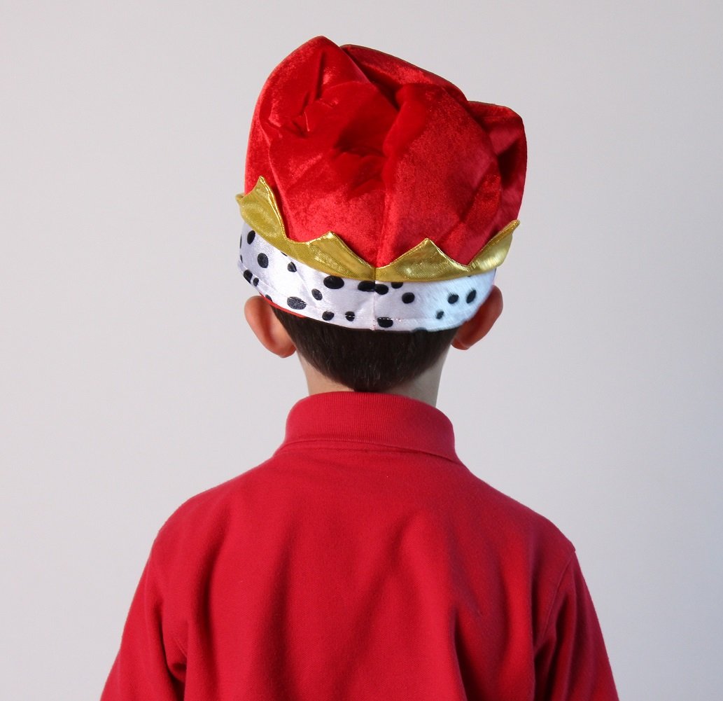 Red Velvet King Crown Hat for Cosplay, Halloween Costume, Themed Parties & Royal Events - Luxurious Velour Fabric for Ultimate Comfort