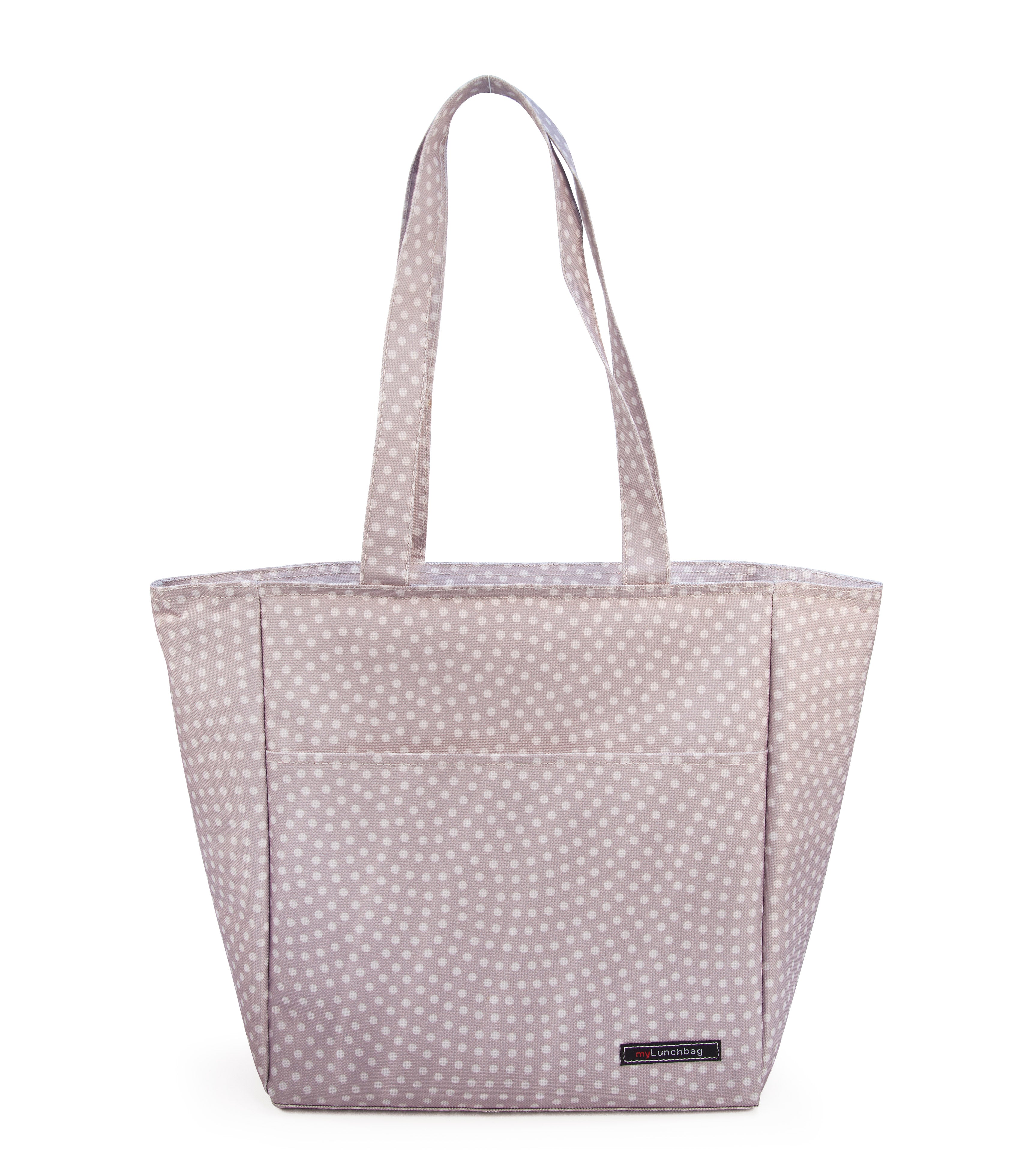 Stylish Grey Dots Insulated Lunch Bag Shopper - 10L Capacity for Work, School & Picnics | Reusable & Durable