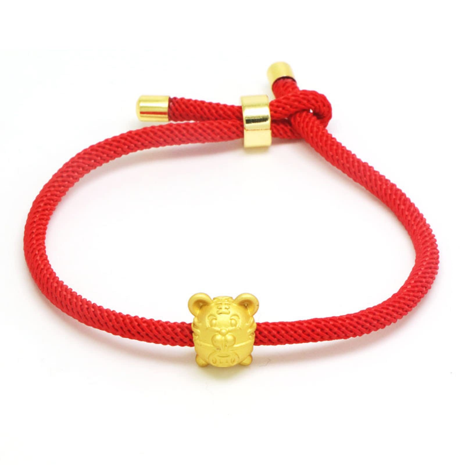 Handmade Adjustable Golden Tiger Charm String Bracelet - Bling Animal Charms for Women & Men | New Year Lucky Gift, Fashion Jewelry for Parties, Festivals & Daily Wear
