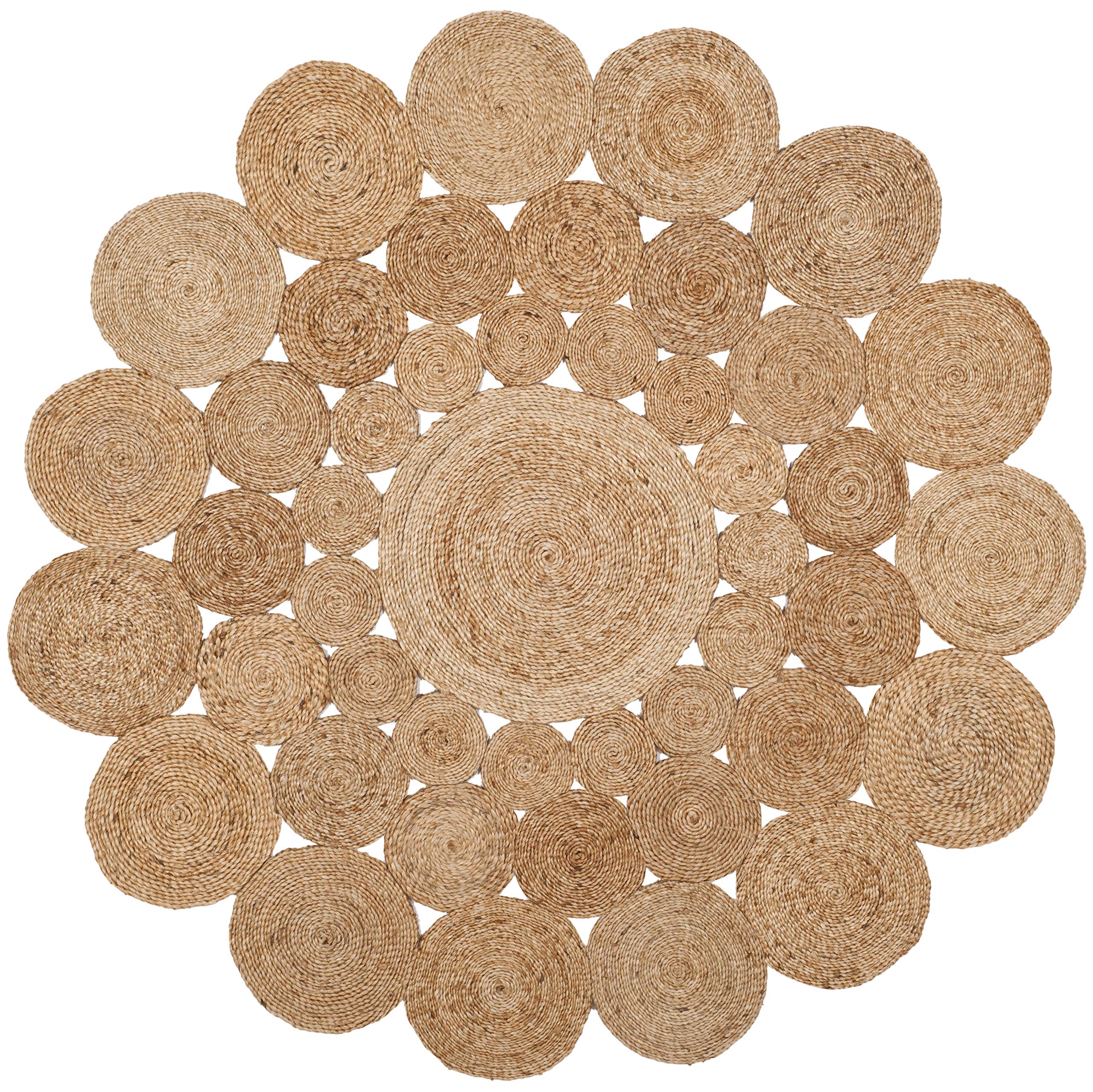 SAFAVIEH Natural Fiber Round Collection 8' Round Handmade Jute Area Rug - Boho Charm Farmhouse Style for Living Room, Bedroom & Dining Room Decor