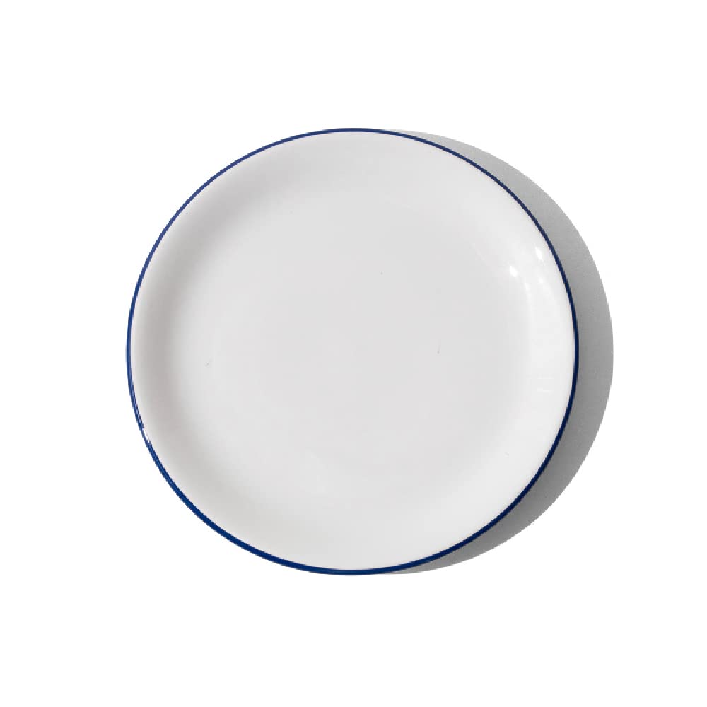 Premium Porcelain Bread and Butter Plate Set of 4 - White with Navy Blue Rim - English Crafted Dinnerware for Breakfast, Tea Parties & Elegant Dining
