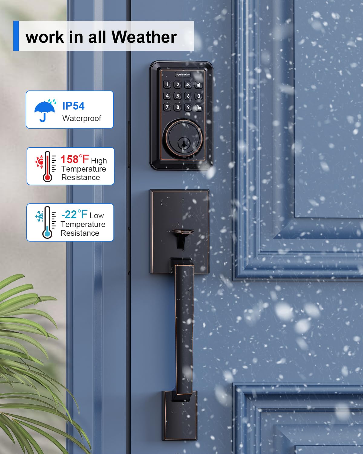 Smart Keyless Entry Door Lock Deadbolt with Handle Set - Electronic Keypad Deadbolt for Front Door - Easy Installation Oil Rubbed Bronze Smart Lock - Perfect for Home Security & Vacation Rentals