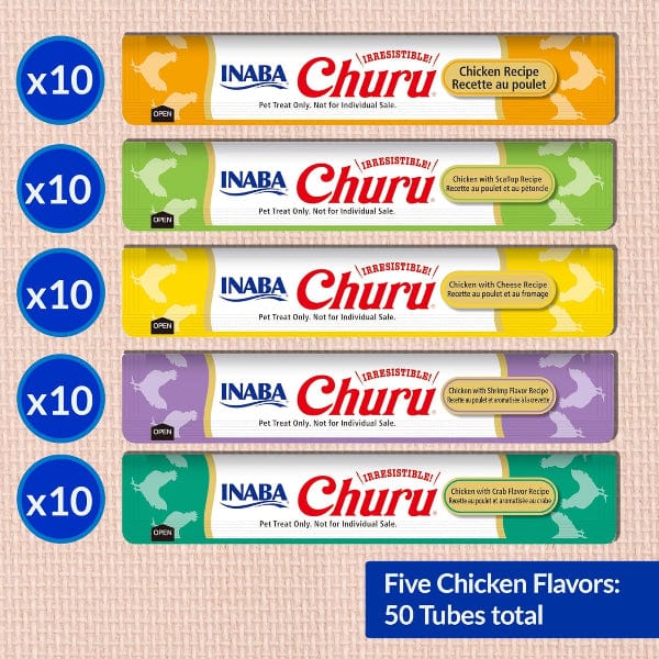 Inaba Churu Chicken Recipe Creamy Purée Cat Treats - Grain-Free, Tasty Variety Pack for Cats & Kittens - Perfect for Training, Bonding, and Daily Rewards