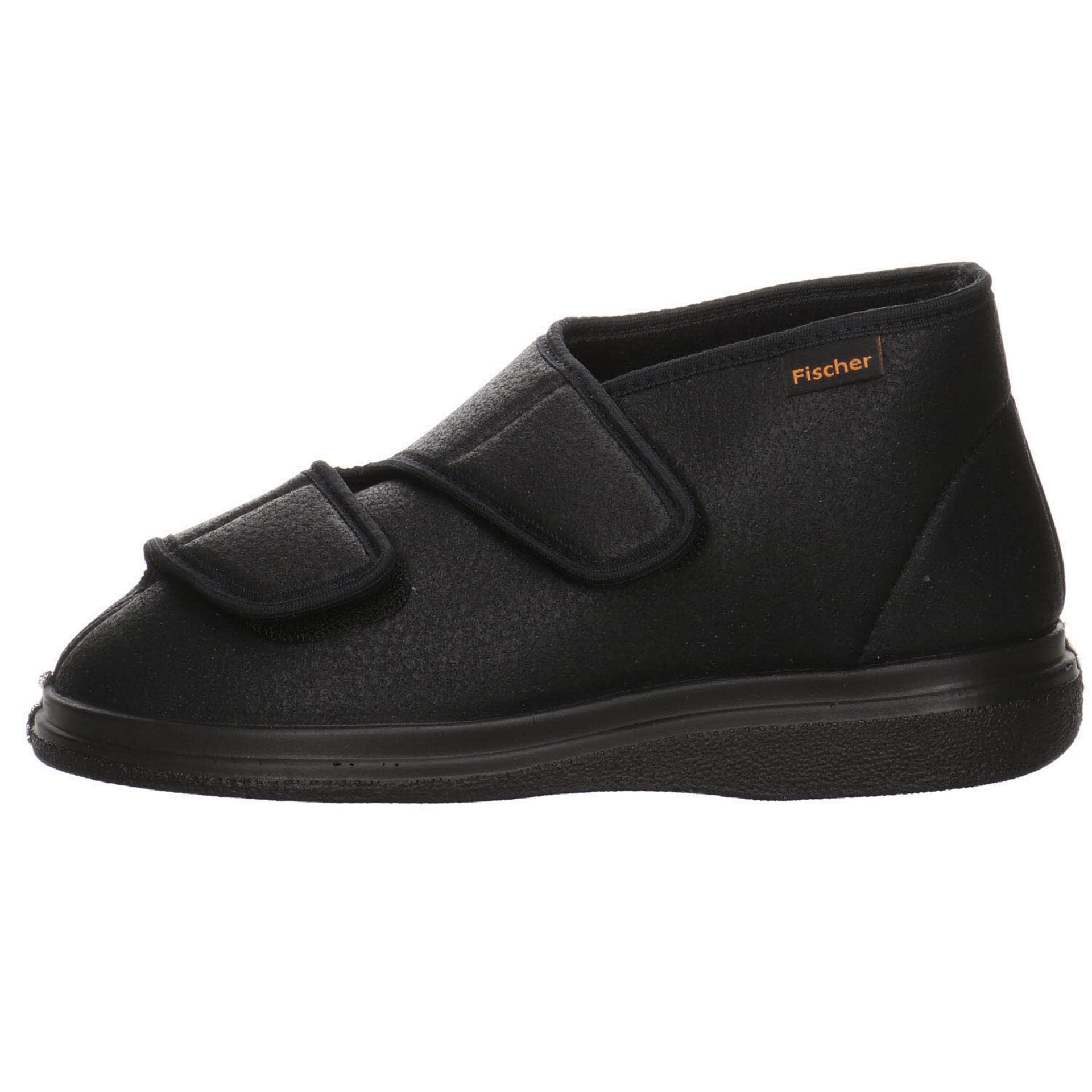 Fischer Men's High Hi-Top Slippers - Black Schwarz 222 - Size 14 | Comfortable Indoor/Outdoor House Shoes for Relaxing at Home, Lounging & Quick Errands