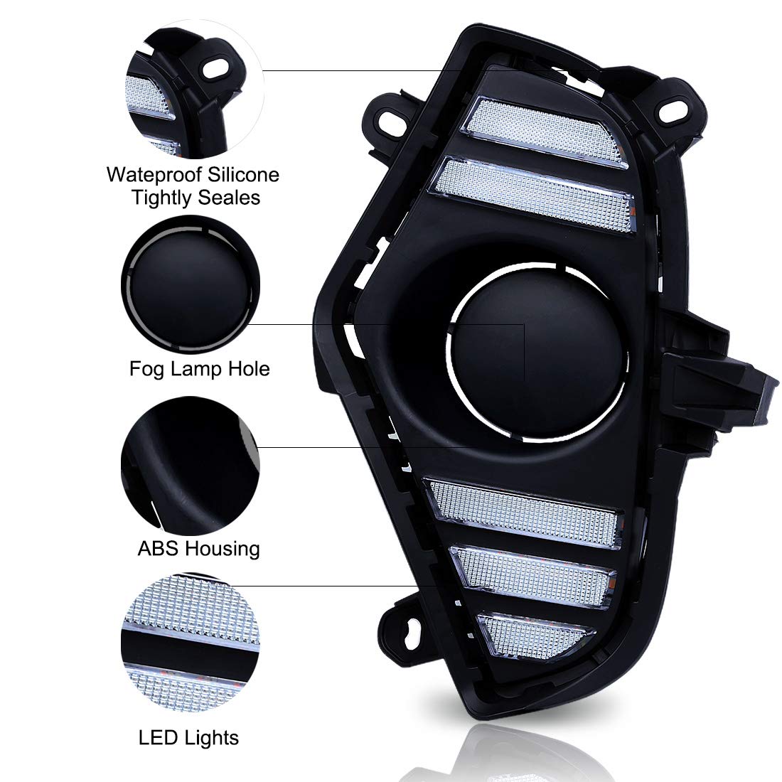 TOYOTA RAV4 2019 2020 LED Daytime Running Lights - White Ice Blue DRL with Yellow Turn Signal, Complete Kit (Bezel/Wiring/LED Bulbs) | Perfect for Night Driving & Enhanced Visibility