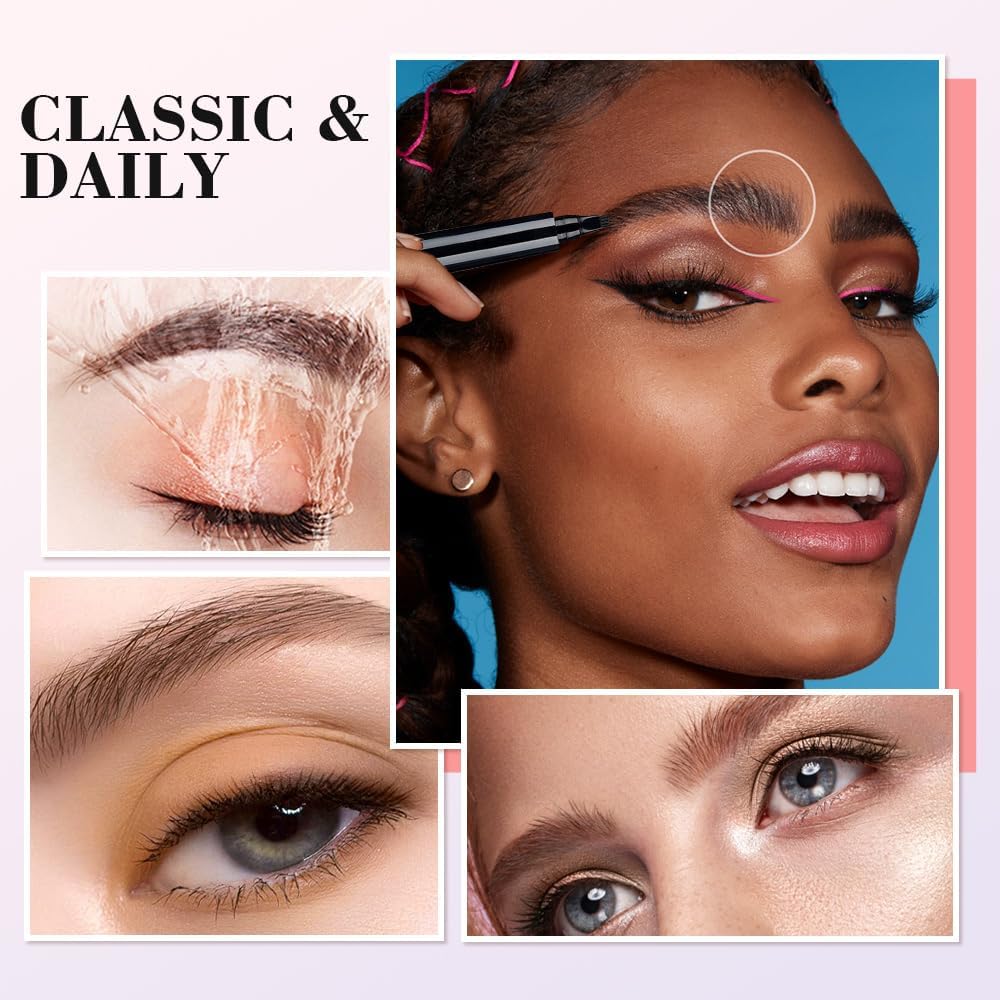 2Pcs Eyebrow Pen Set - Waterproof Microblading Eyebrow Pencil with 4 Tips for Natural Looking Brows, Long Lasting Eyebrow Makeup Kit for Daily Use & Professional Contouring | Perfect for Beginners, Salon & Everyday Makeup Routine