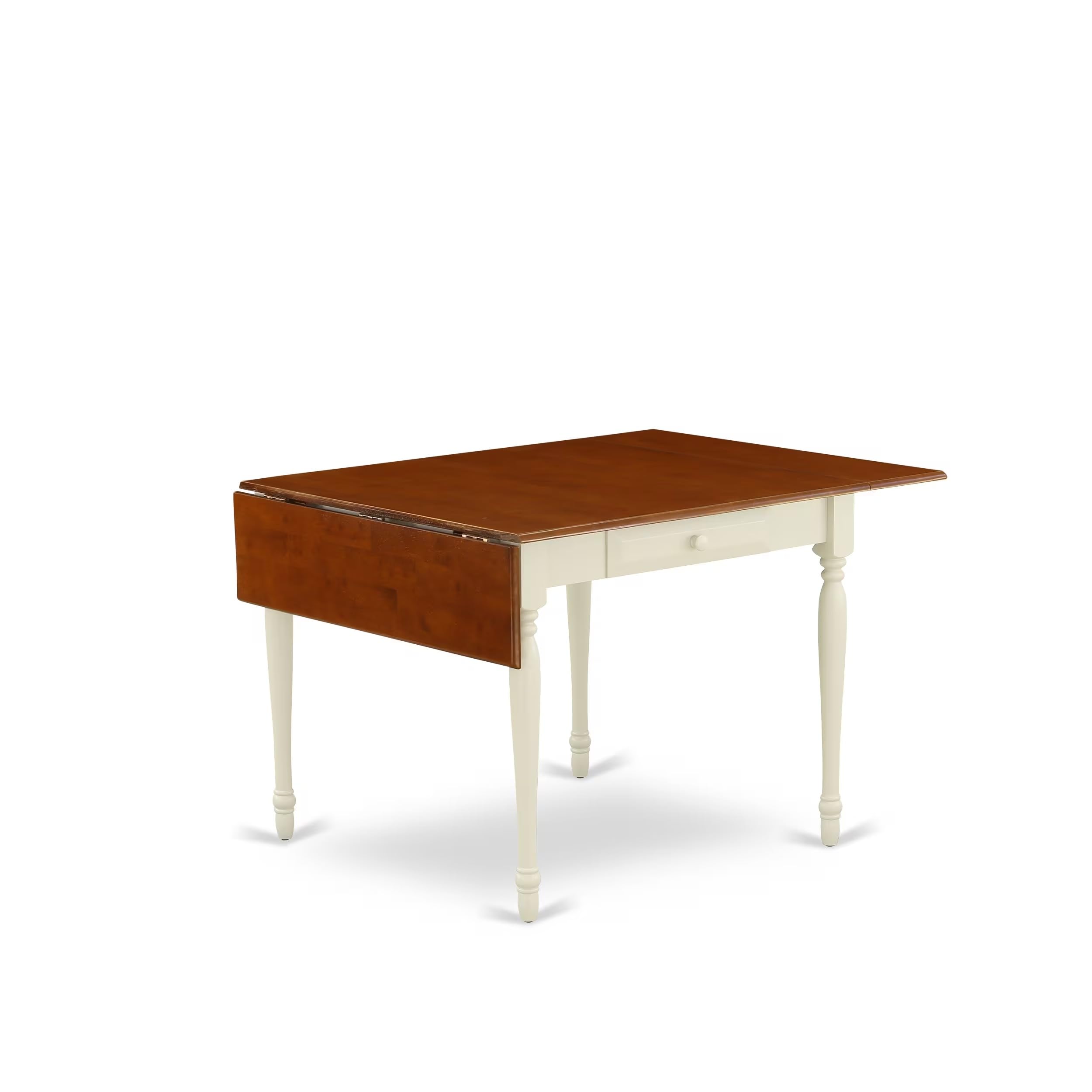 East West Furniture 3 Piece Dining Room Table Set - 36x54 Inch Rectangle Kitchen Table with Drop Leaf & 2 Chairs, Buttermilk & Cherry Finish - Perfect for Small Spaces, Breakfast Nooks & Apartment Dining