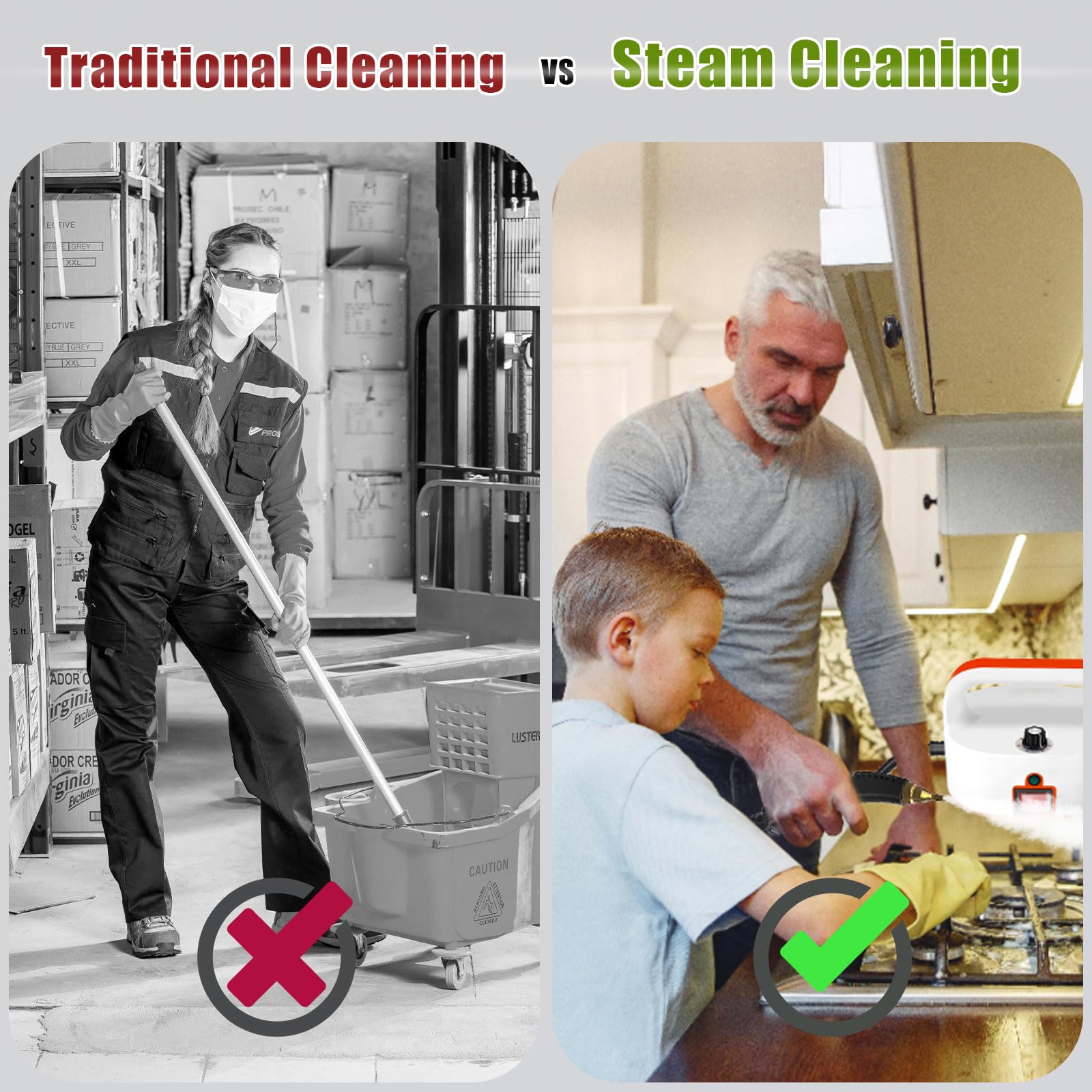 2500W High Pressure Handheld Steam Cleaner - 6-Speed Adjustable Portable Steamer for Home & Car Cleaning - Perfect for Upholstery, Tile Grout, Floors, and Tough Stains - Ideal for Kitchen, Bathroom, Garage & Auto Detailing
