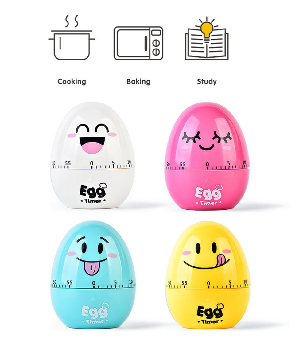 60 Minute White Funny Mechanical Kitchen Egg Timer - Perfect for Cooking, Baking, Kids & Home Use | Cute Countdown Timer for Eggs, Pasta, Baking Recipes & More