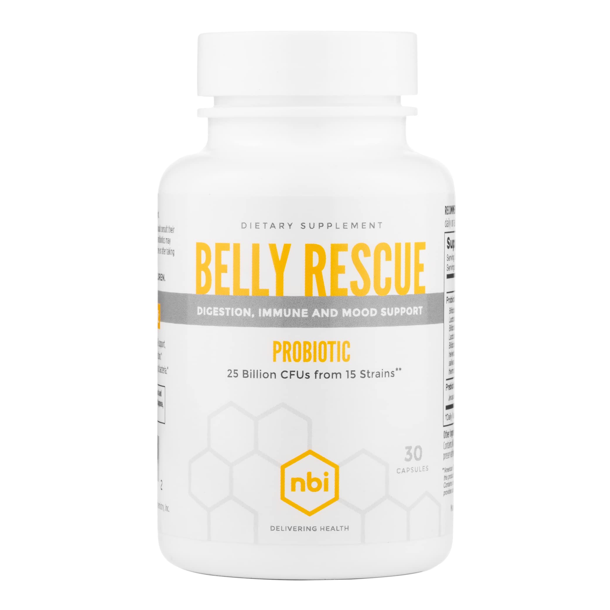 NBI Belly Rescue Probiotics & Prebiotics Supplement for Women & Men - DNA-Verified Strains, Daily Digestive Support, Immune & Skin Health - Gluten Free, Shelf Stable - Ideal for Gut Health, Bloating Relief & Wellness Routine
