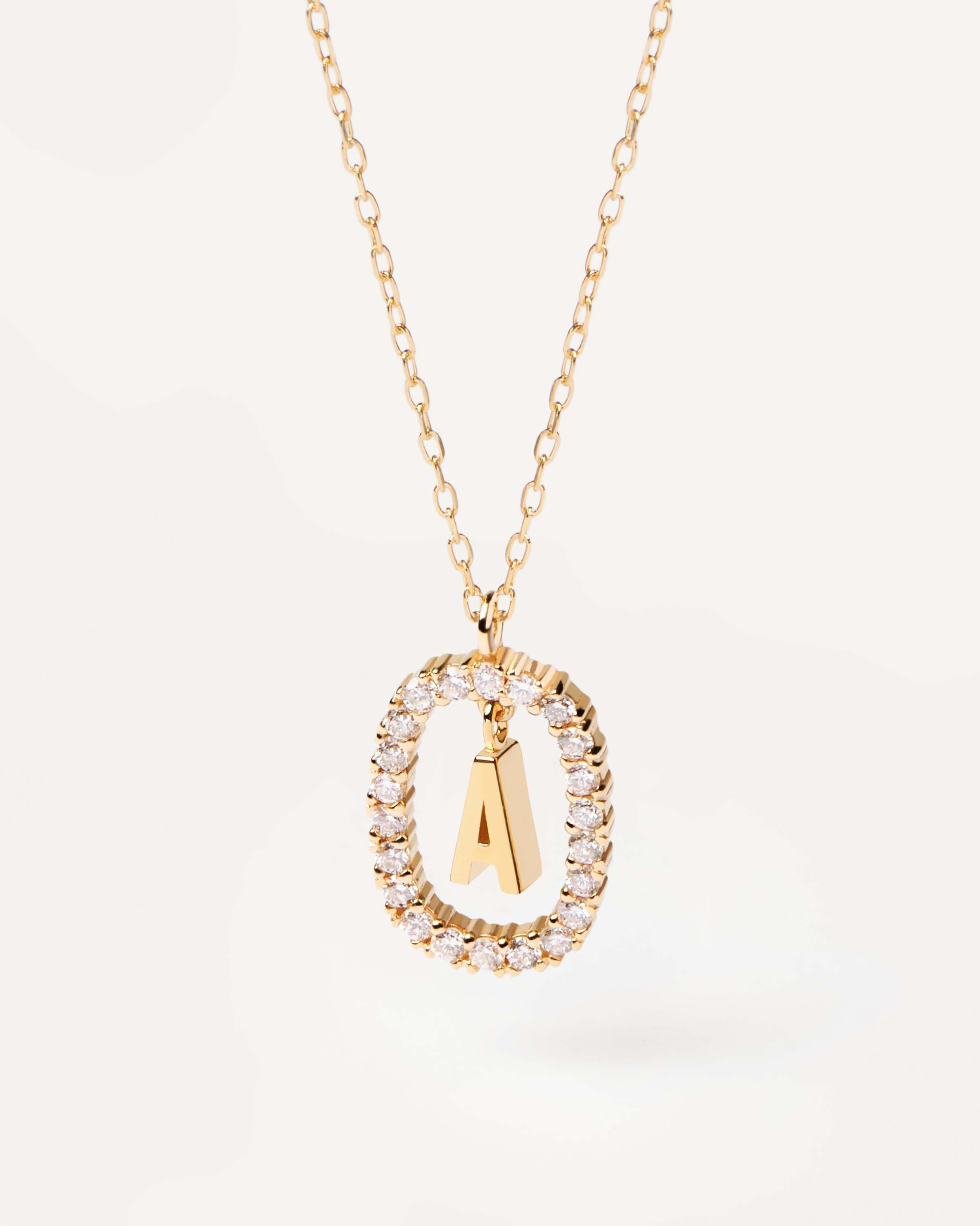 GRID 1 Diamond & 14K Yellow Gold Letter A Pendant Necklace - Elegant Initial Jewelry for Women, Perfect Gift for Birthday, Anniversary & Valentine's Day