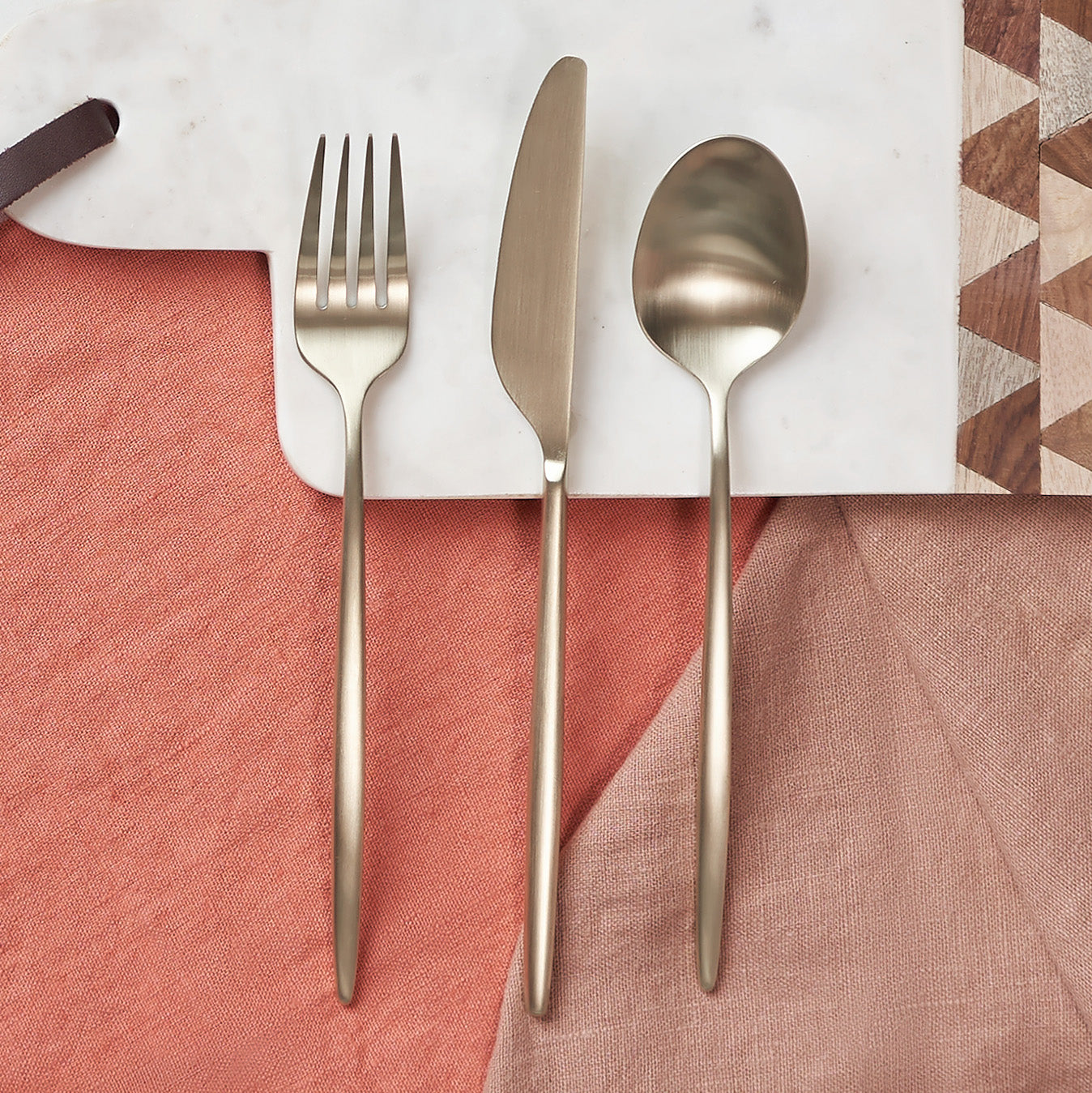 Gaze Champagne Satin 20-Piece Flatware Set - Elegant Stainless Steel Cutlery for Fine Dining, Wedding Gifts & Formal Dinner Parties