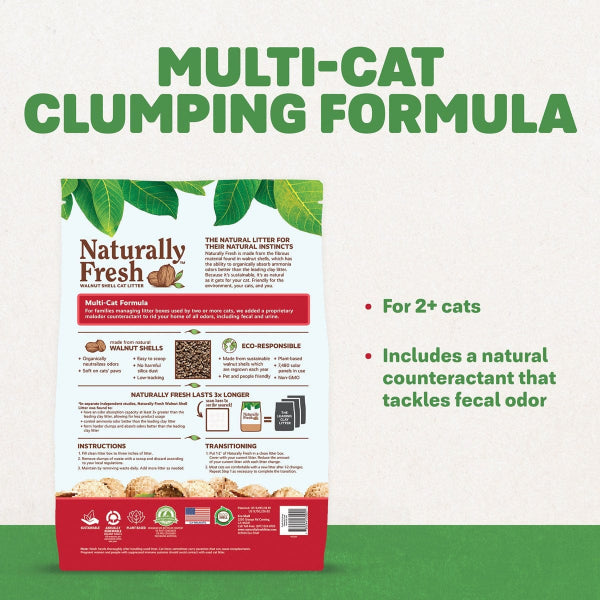 Naturally Fresh Multi Cat Natural Cat Litter - Odor Control, Clumping & Eco-Friendly - Perfect for Multi-Cat Households & Small Spaces