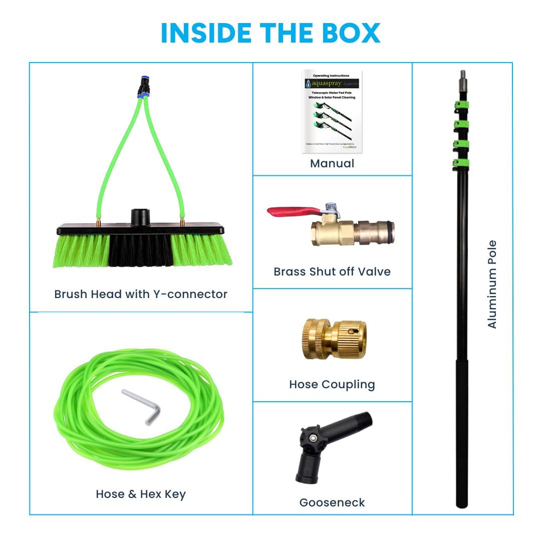 **Equipmaxx 24FT Lightweight Water Fed Pole Kit - Professional Outdoor Window Cleaner, Solar Panel Cleaning System & Hose Spray Washer for Home & Commercial Use**