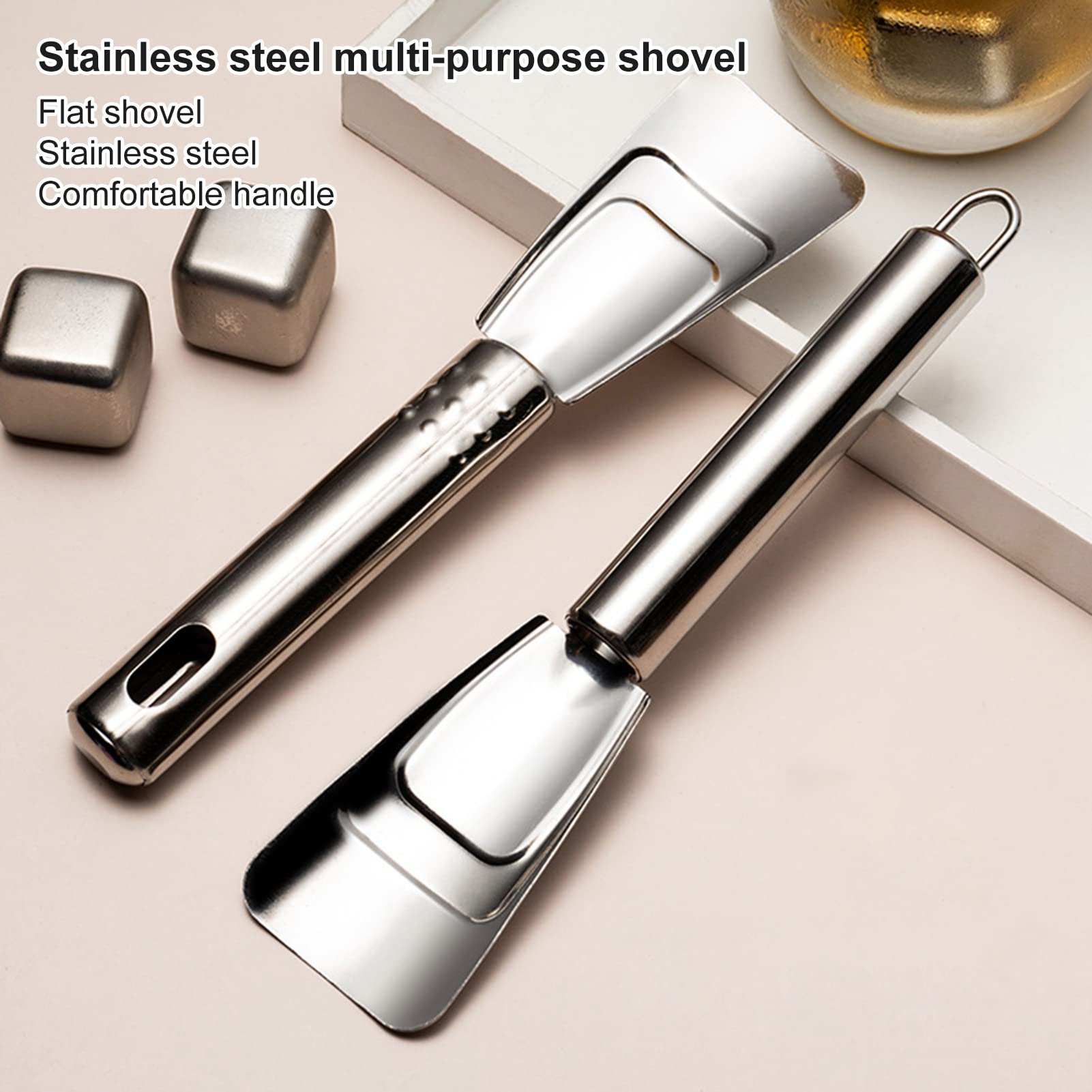 Stainless Steel Multi-Purpose Ice Shovel & Scraper - Heavy Duty Deicing Tool for Freezer Defrosting, Snow Removal & Kitchen Cleaning (Silver) - Perfect for Winter Car Care, Home Maintenance & Commercial Use