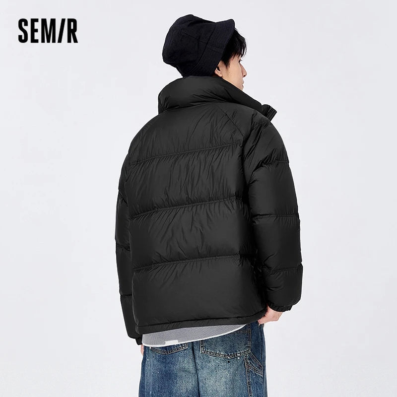 Men's Waterproof Down Jacket Winter Warm Lightweight Comfortable Stand Collar Thick Puffer Coat - Perfect for Outdoor Activities, Skiing, and Cold Weather