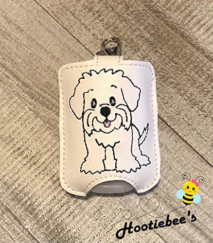 Maltese Puppy Hand Sanitizer Holder & Lip Balm Carrier - Cute Dog Design for Purse, Backpack, Keychain - Perfect for School, Office, Travel, and Daily Use