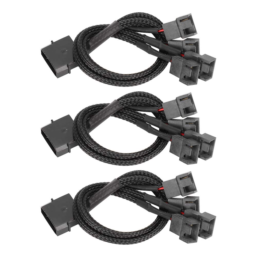4Pin PWM Fan Splitter Cable 1 to 4 Way Extension Cord - High Speed PC Cooling Power Supply Adapter for CPU Case Fans, Computer Cooling System, Gaming Rig & Workstation Builds