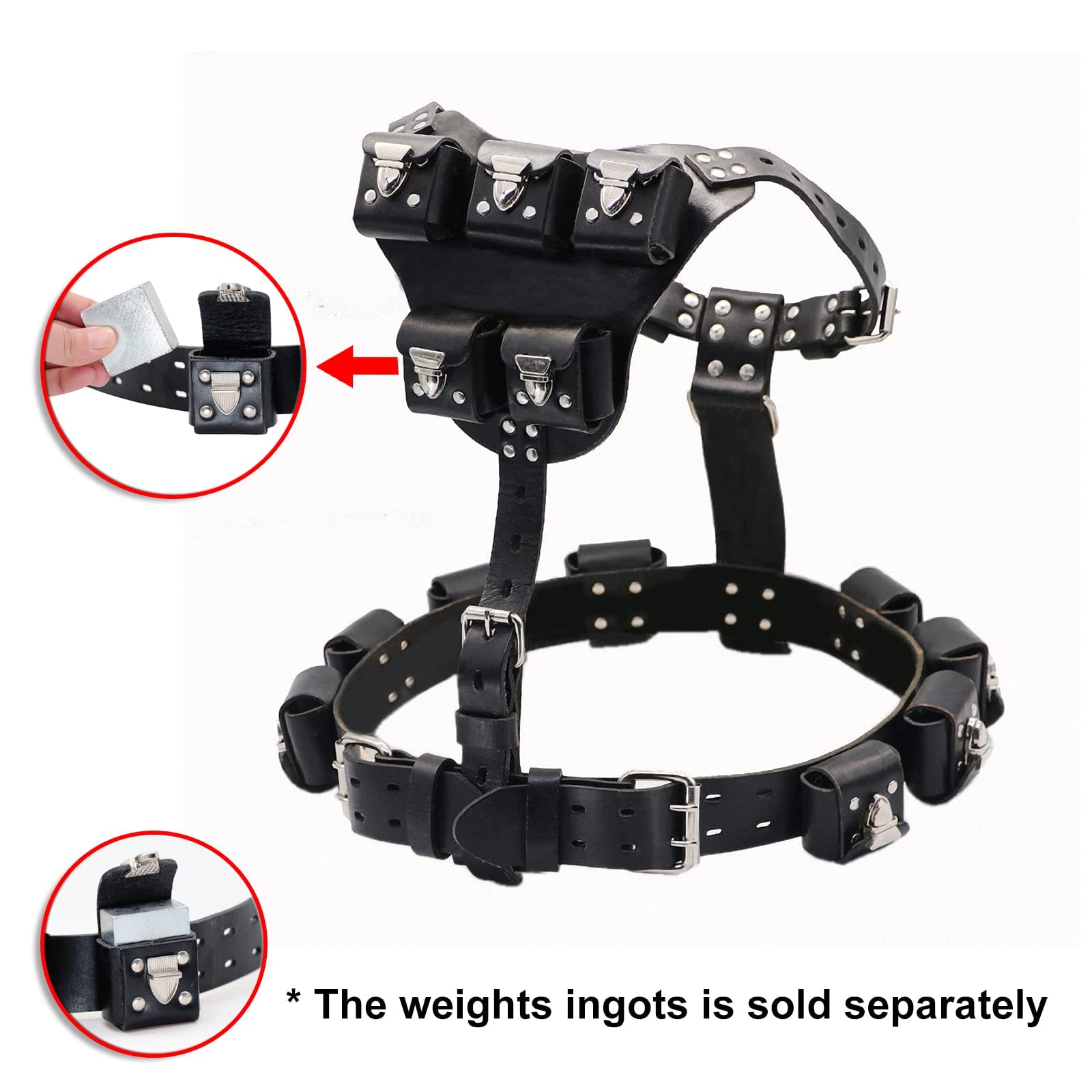Weighted Dog Vest for Medium & Large Dogs - No Pull Leather Harness with Pockets for Muscle Building & Fitness Training | Perfect for Outdoor Hiking, Jogging and Canine Exercise