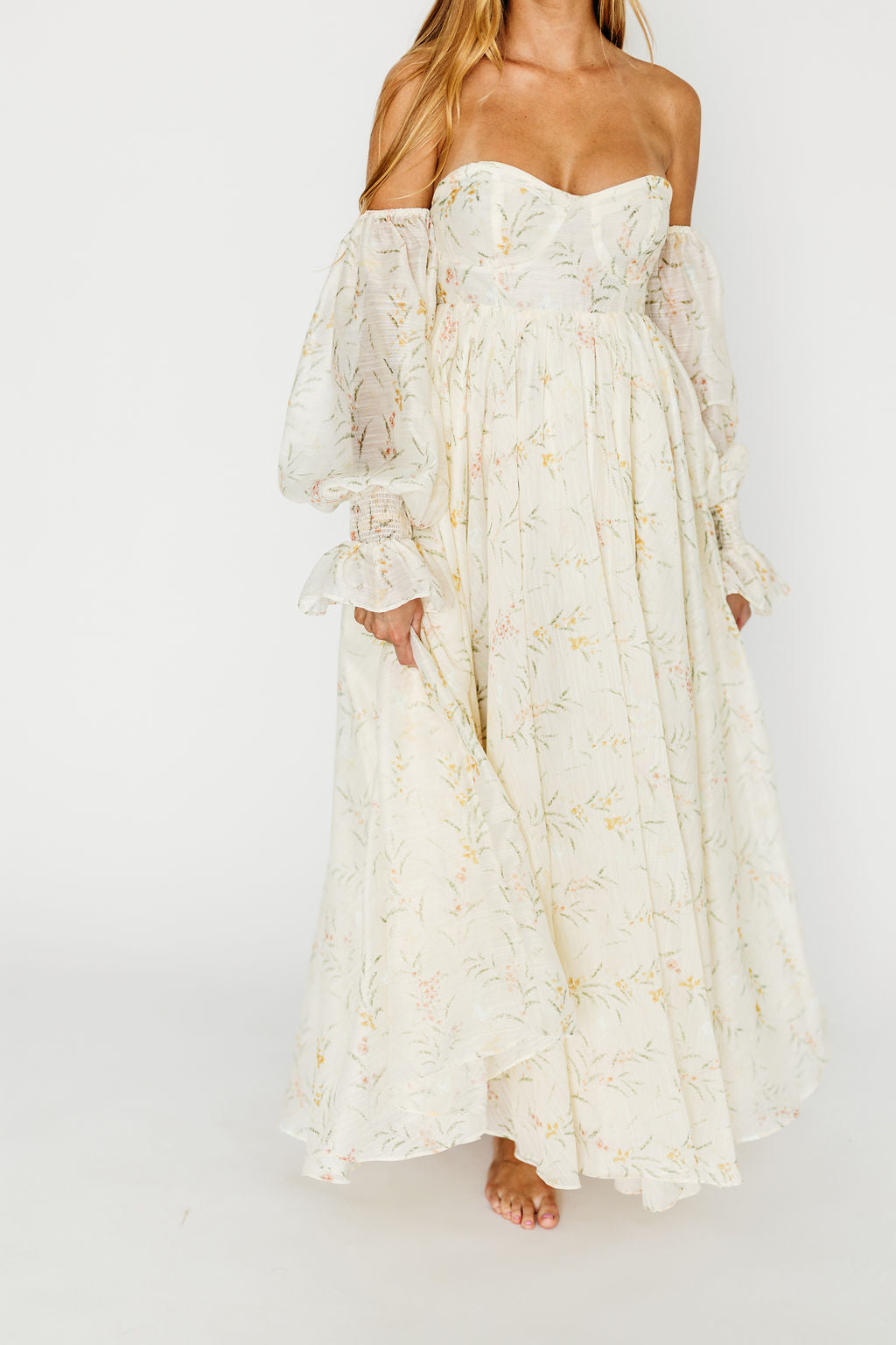 Ryder Grace Maxi Dress in Cream - Elegant Long Flowy Summer Dress for Women, Perfect for Beach, Wedding & Vacation | Lightweight & Comfortable