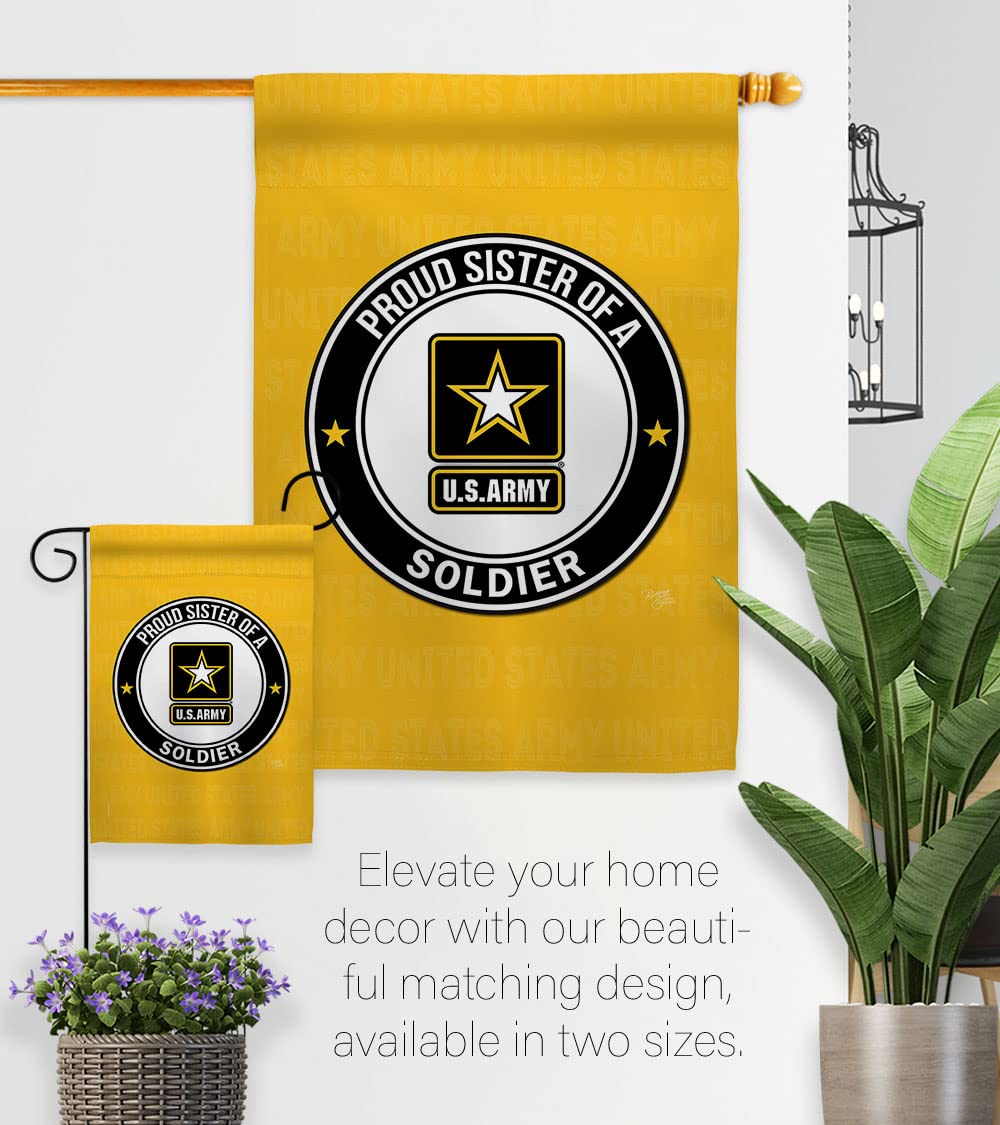 Proud Sister Soldier Garden Flag Set - USA Made Military Yard Decor for Veterans