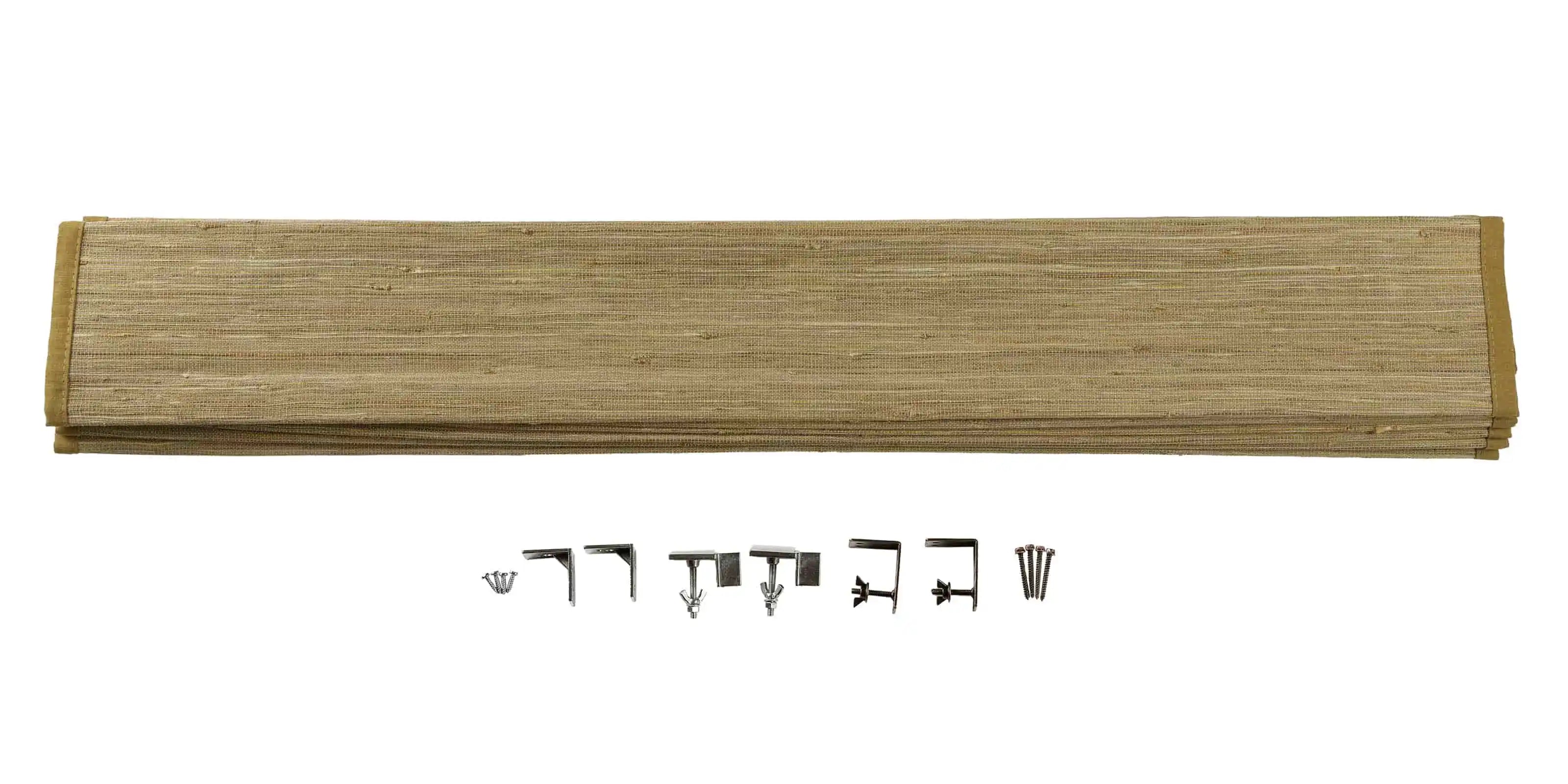 Rae Natural Jute Flax Woven Window Shade - Khaki Color, Eco-Friendly Blackout Curtain for Bedroom & Living Room Privacy