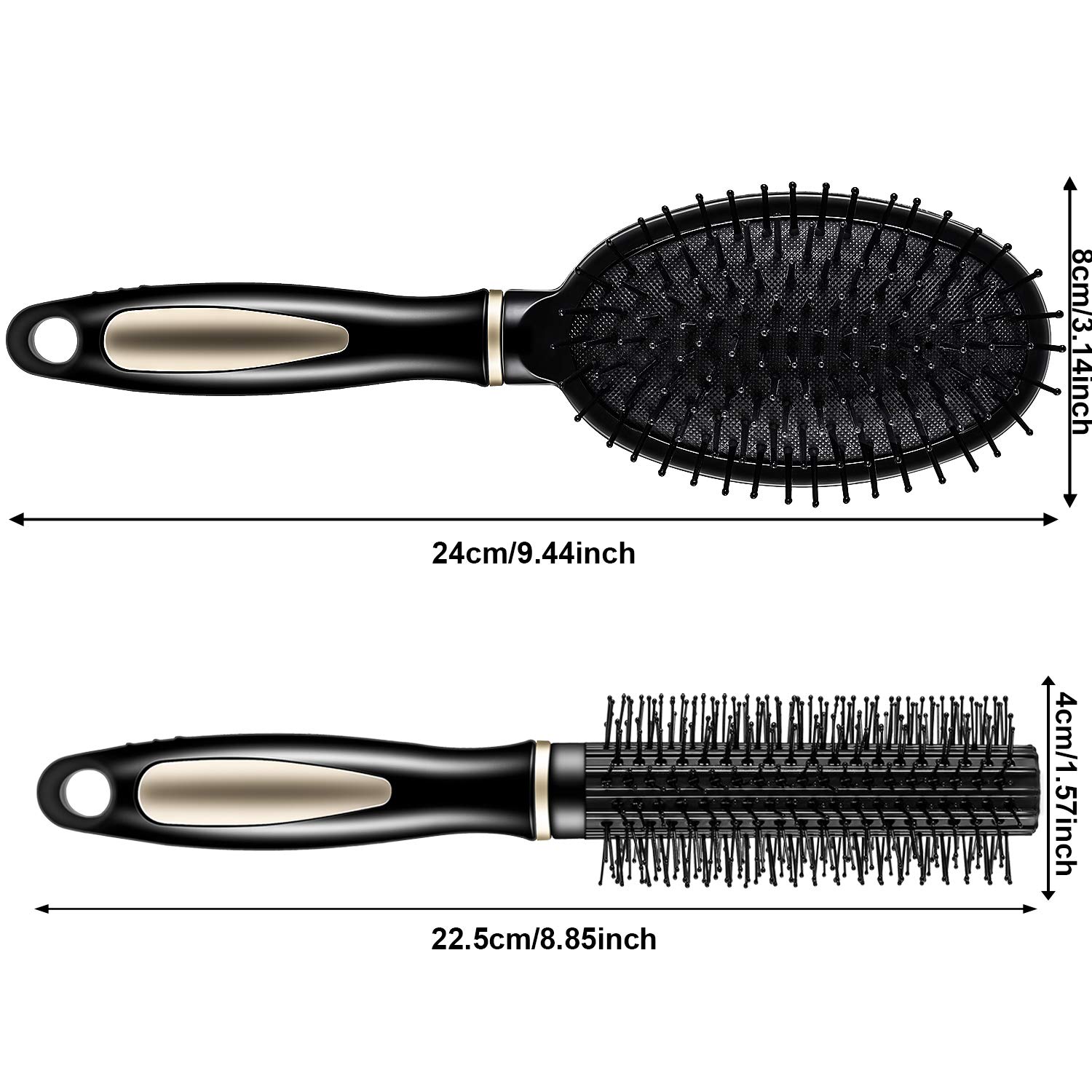12-Piece Hair Brush Comb Set with Paddle, Detangling, Airbag Massage & Roller Brushes - Styling Combs for Wet, Dry, Curly & Straight Hair (Black) - Perfect for Salon, Home & Travel Hair Care