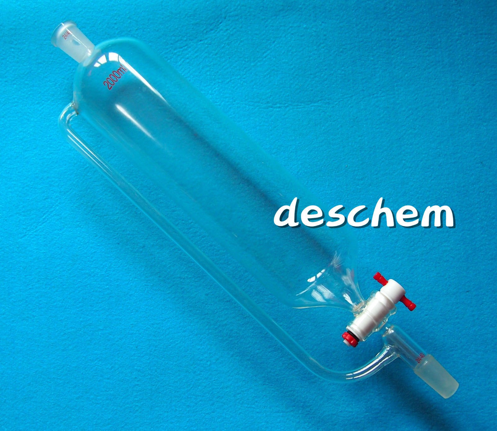 2000ml Glass Pressure Equalizing Funnel with PTFE Stopcock - 24/40 Joint, 2L Lab Glassware for Chemical Distillation & Laboratory Experiments