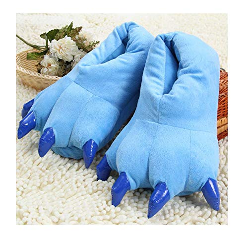 YUCHE Unisex Plush Animal Slippers - Soft Claw Shoes for Men, Women & Kids (Size 9-13, Blue) - Cozy Homewear for Winter Comfort & Indoor Lounging