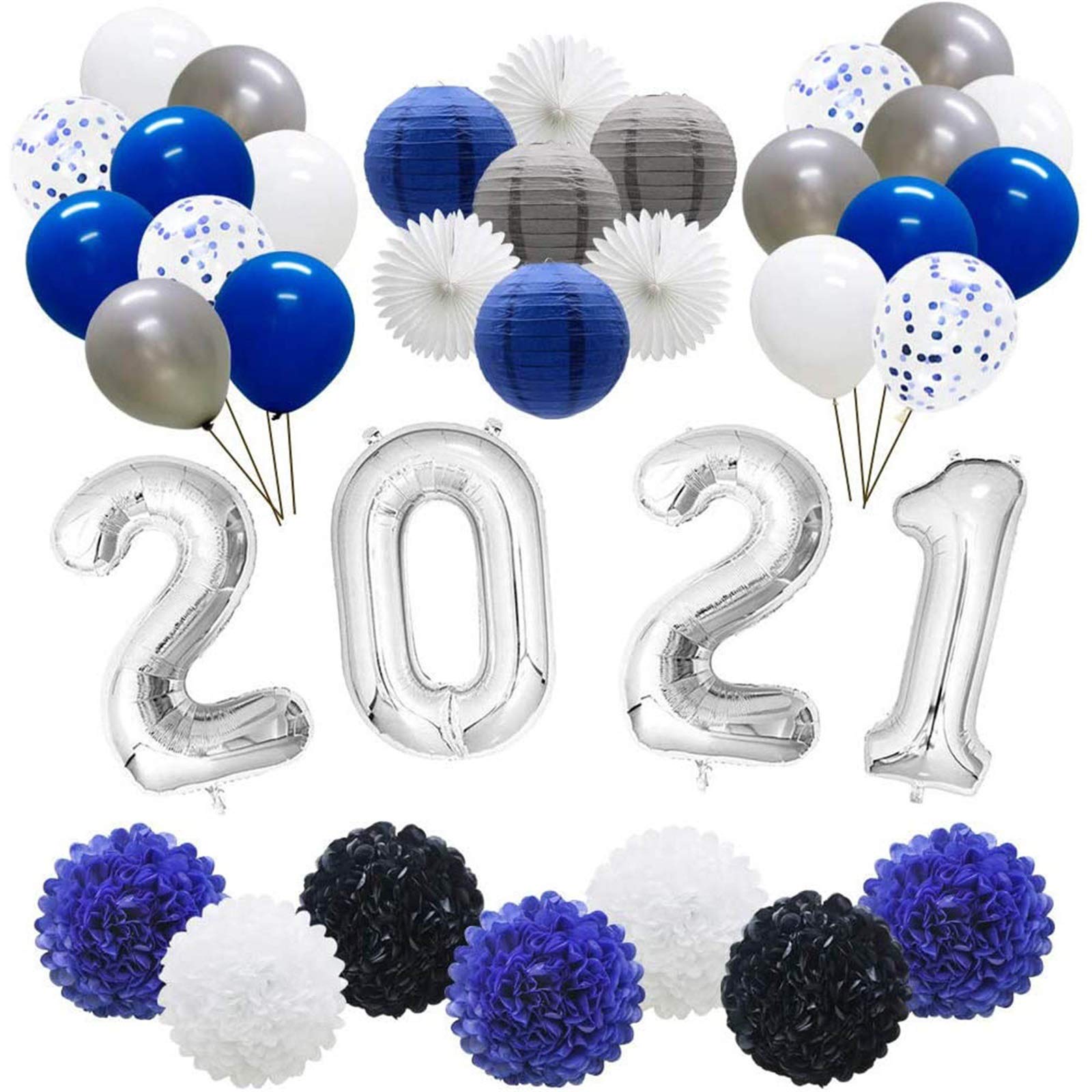 32 Inch Large Happy New Year Balloons 2021 - New Year's Eve Party Decorations, Graduation & Celebration Supplies - Perfect for Home, Office & Event Decor