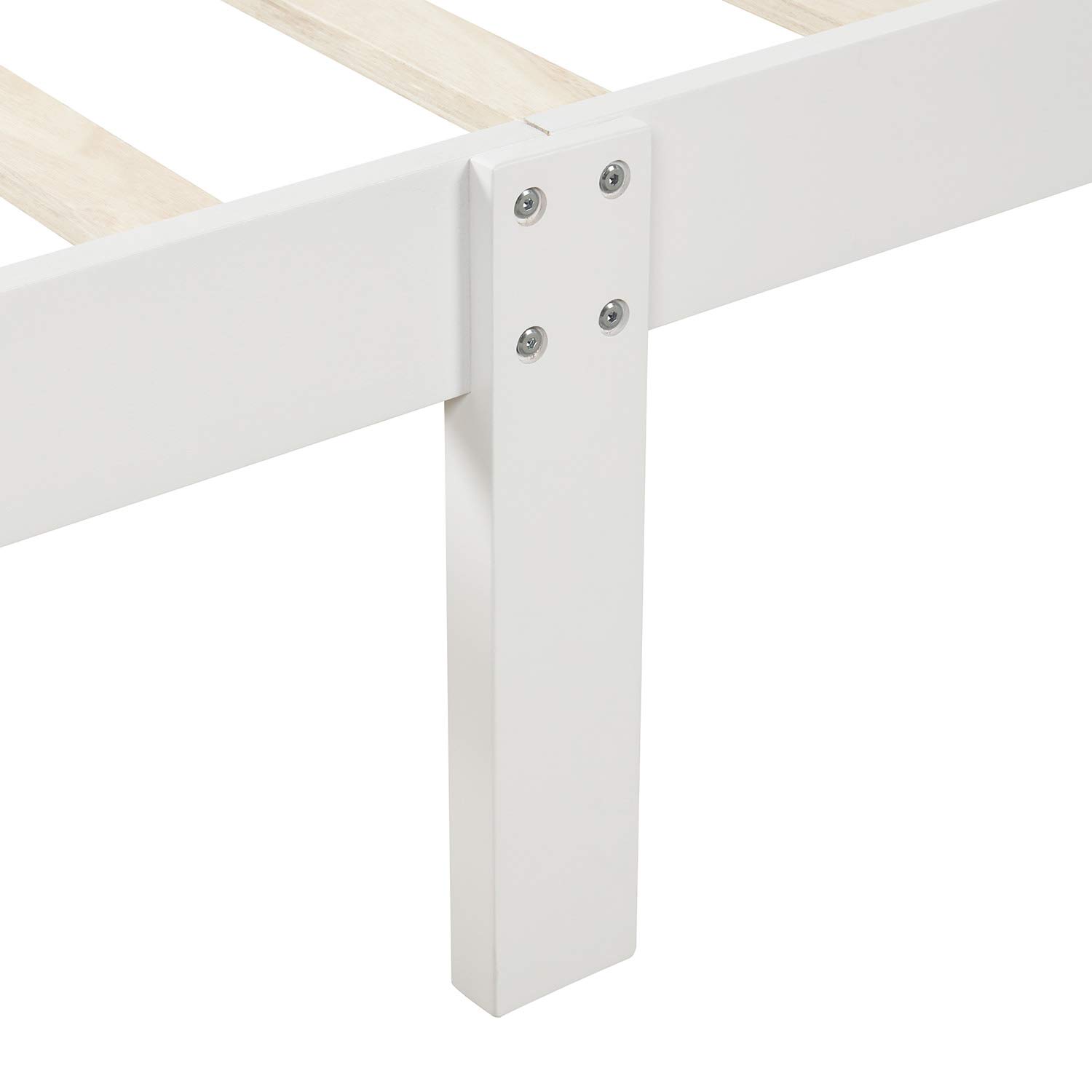 White Wood Platform Twin Bed Frame with Headboard & Slat Support - Sturdy Mattress Foundation for Kids, Teens & Guest Rooms - Easy Assembly & Modern Minimalist Design