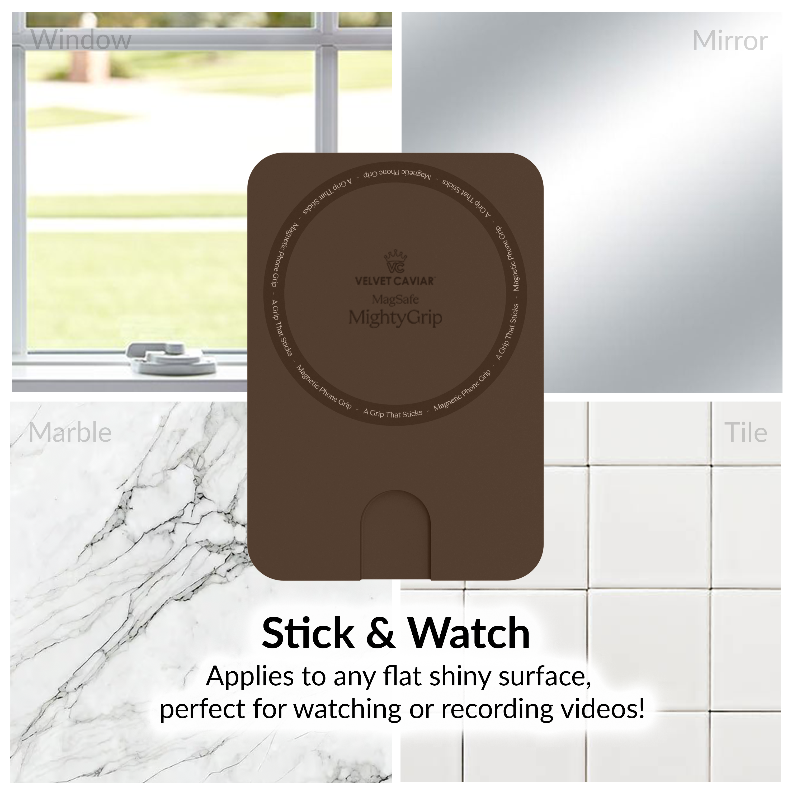 Premium Espresso Brown MightyGrip MagSafe Phone Mount - Secure Magnetic Car Mount for iPhone 14/13/12, Galaxy S23/S22 - Perfect for Driving, Cycling & Hands-Free Use