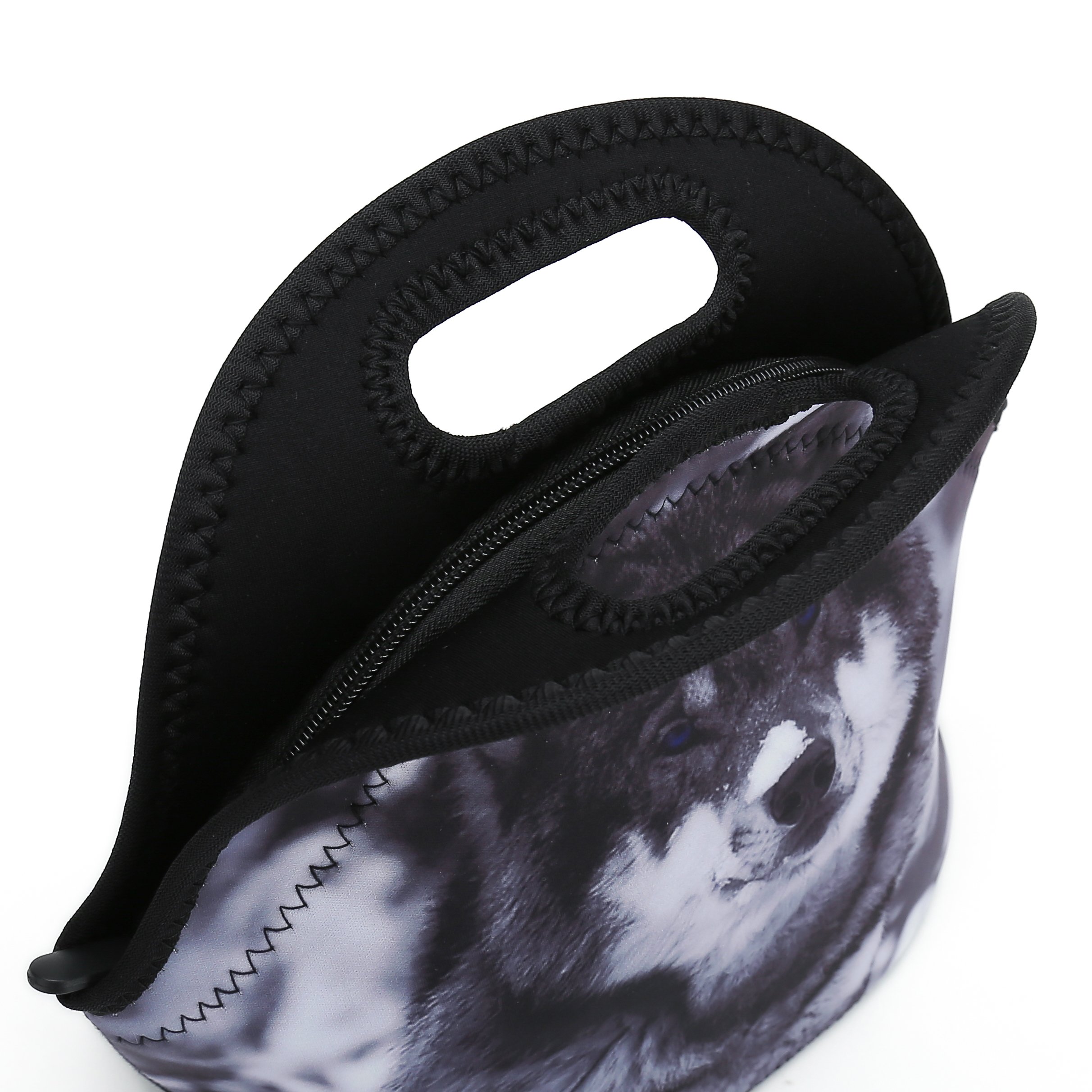 Premium Neoprene Insulated Lunch Bag for Women, Men & Kids - Thick Thermal Lunch Box with Water Bottle Holder - Lightweight & Durable for Travel, Picnic, School, Office - Perfect for Keeping Meals Fresh at Work, Outdoor Adventures or Daily Commute (Snow Wolf)