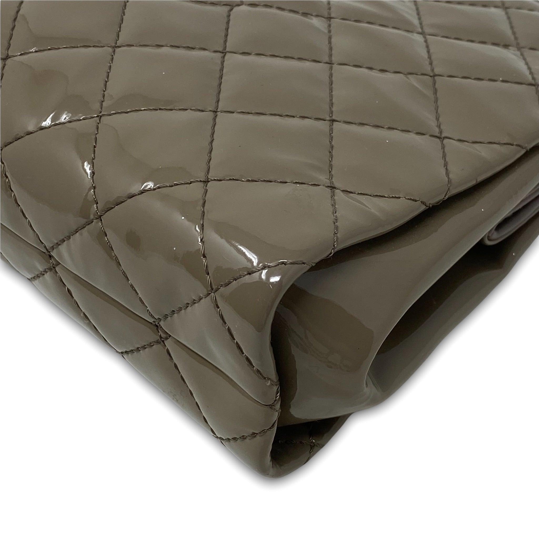 Chanel Taupe Patent Leather Timeless Large Clutch Bag - Elegant Evening Clutch for Women's Parties, Weddings & Special Events