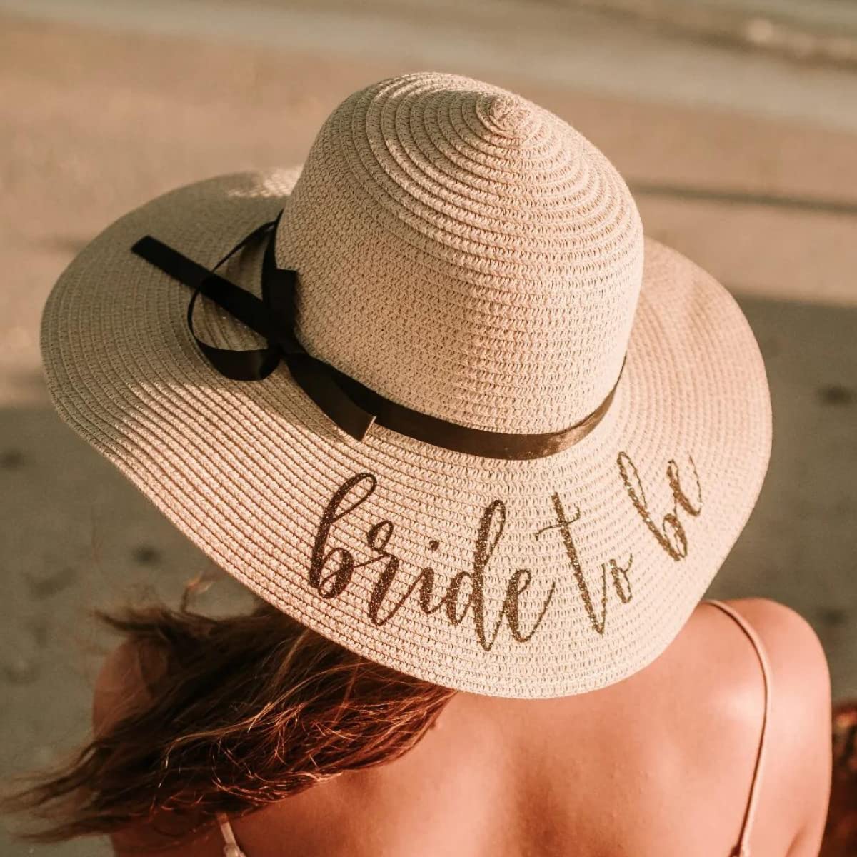 Floppy Beach Hat for Women - Personalized Sun Hat for Bachelorette Party & Honeymoon - Bride to Be Gift - Wide Brim Sun Protection Hat - Perfect for Beach Vacations, Pool Parties & Bridal Showers