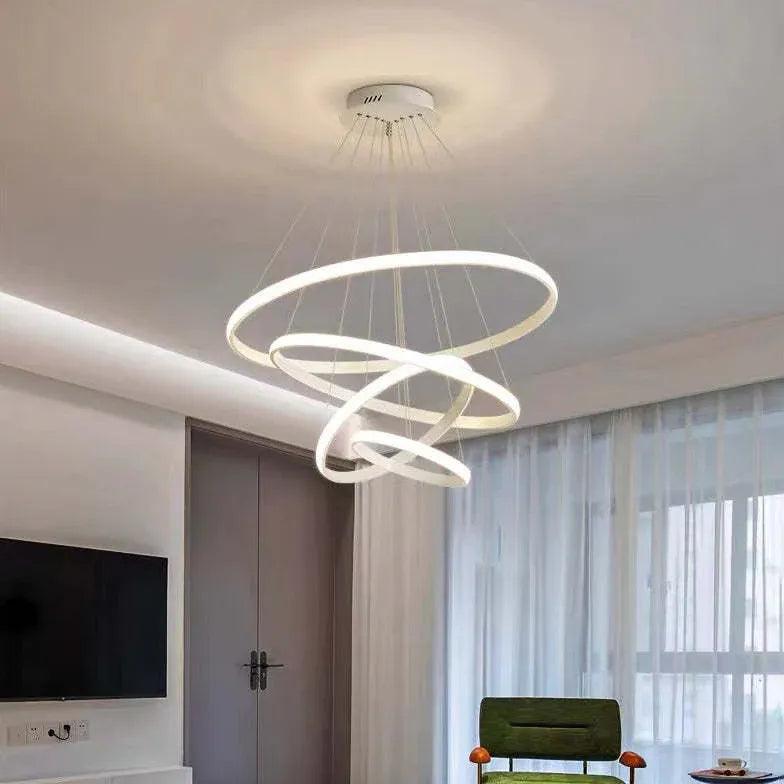 Modern Ring Shaped LED Pendant Light - Sleek Contemporary Ceiling Lighting for Dining Room, Kitchen, or Bedroom Decor