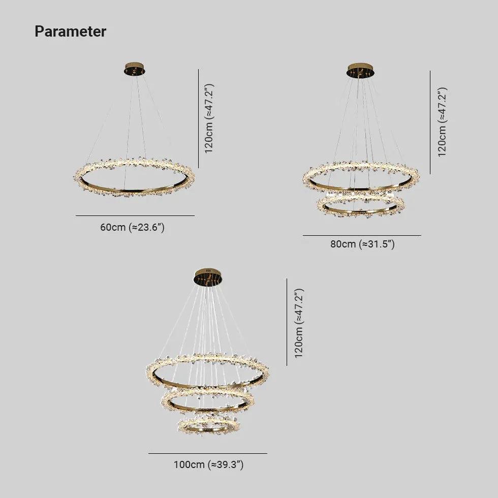 Crystal Beaded Modern Pendant Light Fixture - Elegant Ring Design for Dining Room, Kitchen Island & Bedroom Lighting