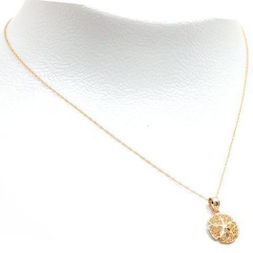 14K Gold Sand Dollar Ocean Charm Necklace - 18
