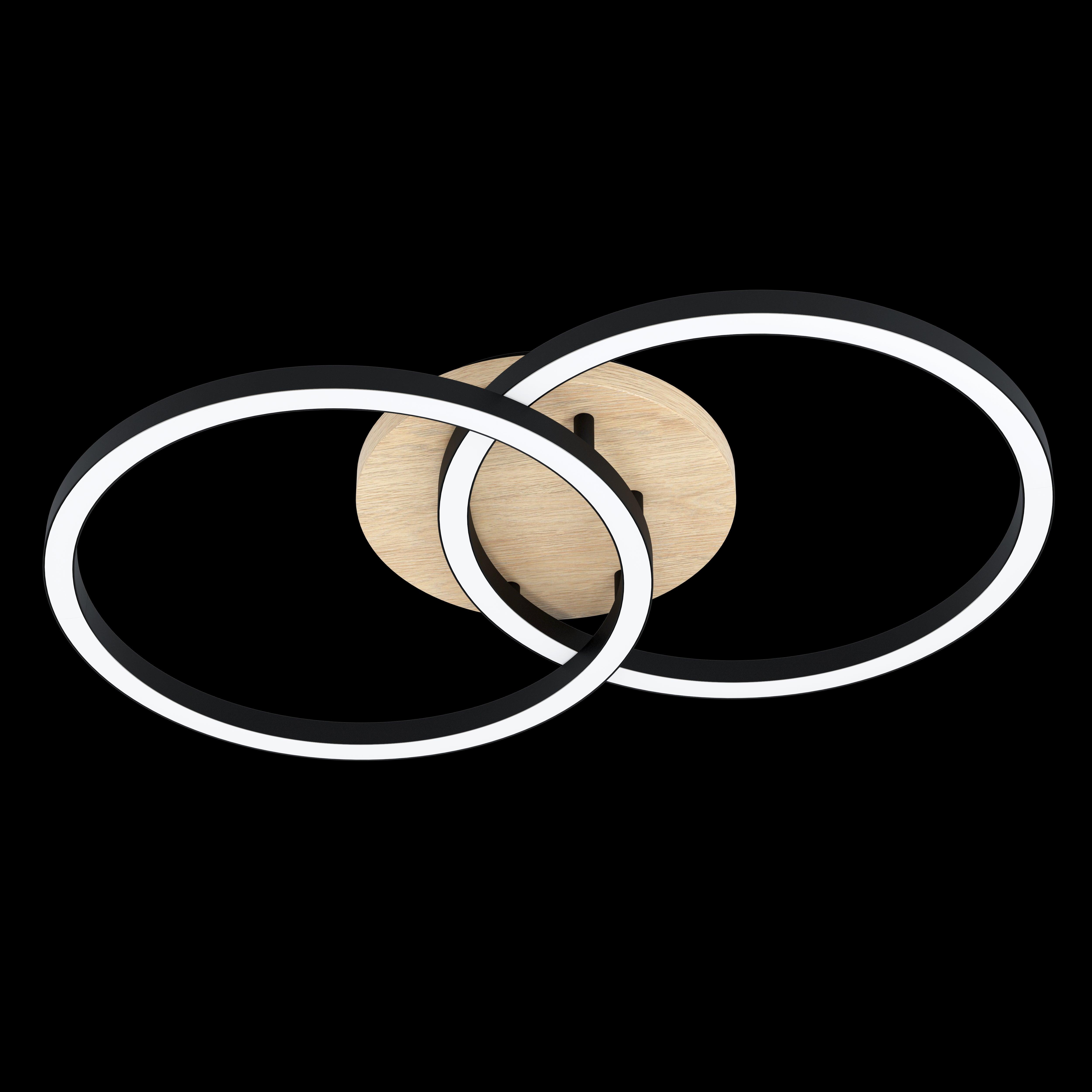 Eglo Connect Lomaltas Z Smart LED Ceiling Light - Oak Veneer Finish - Dimmable & WiFi Enabled for Home, Office & Bedroom Lighting